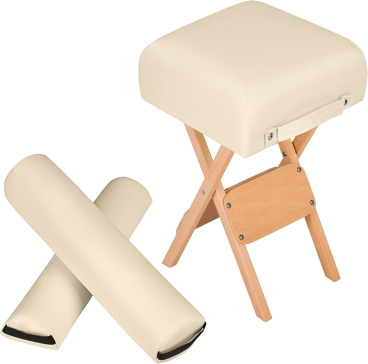 Detalle de tectake 400430 pall med två massagerullar, beige