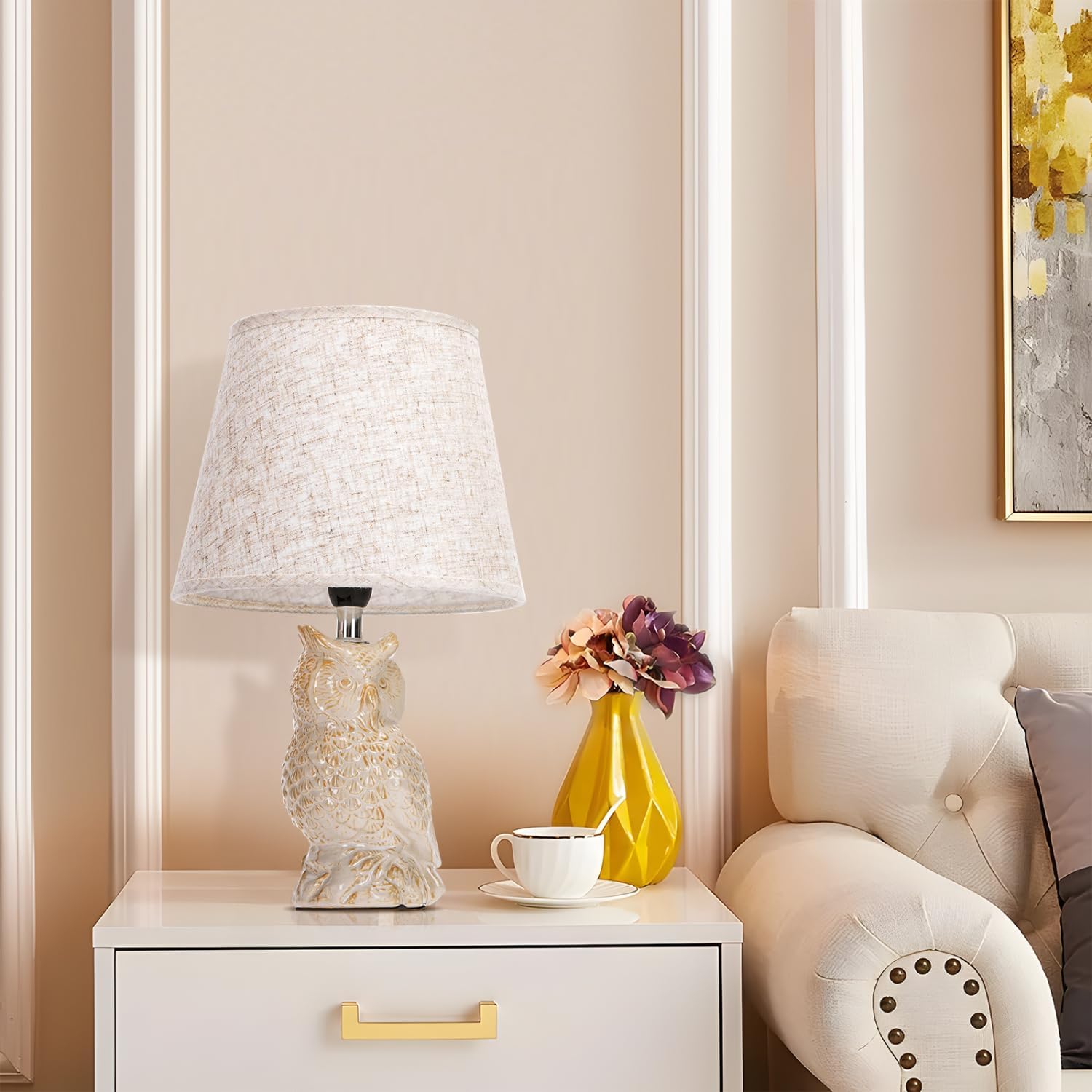 Thumbnail 6 de Aigostar Lampe de table en céramique avec abat-jour tissu (douille E14, max. 40 W) – 32,5 cm