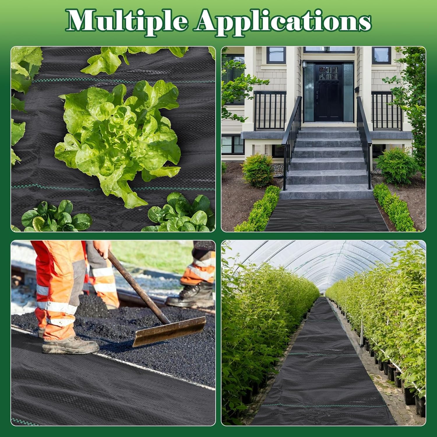 Thumbnail 6 de FEED GARDEN 4FT x 100FT Landscape Fabric Weed Barrier (2 Pack 4x50FT) with 30 U-Shaped Stakes