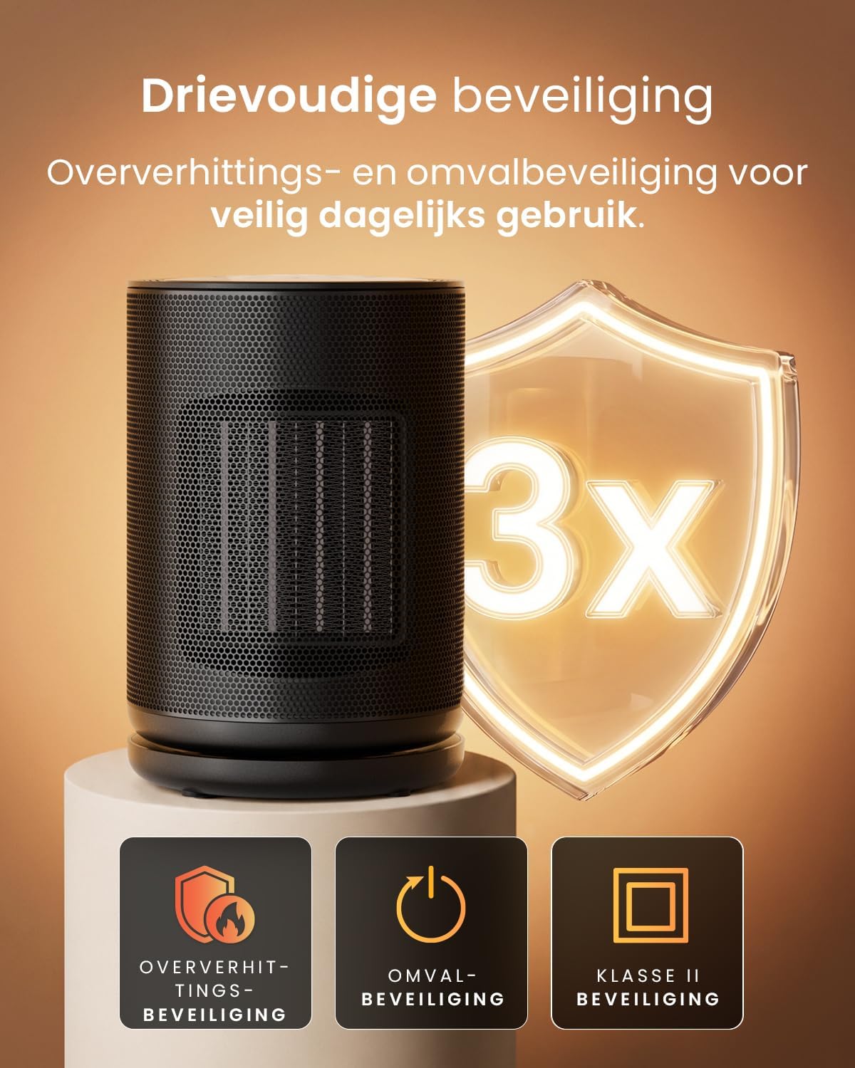 Detalle 2 de Pro Breeze PB-H-26B-EU keramische kachel 1800 W met 75° oscillatie