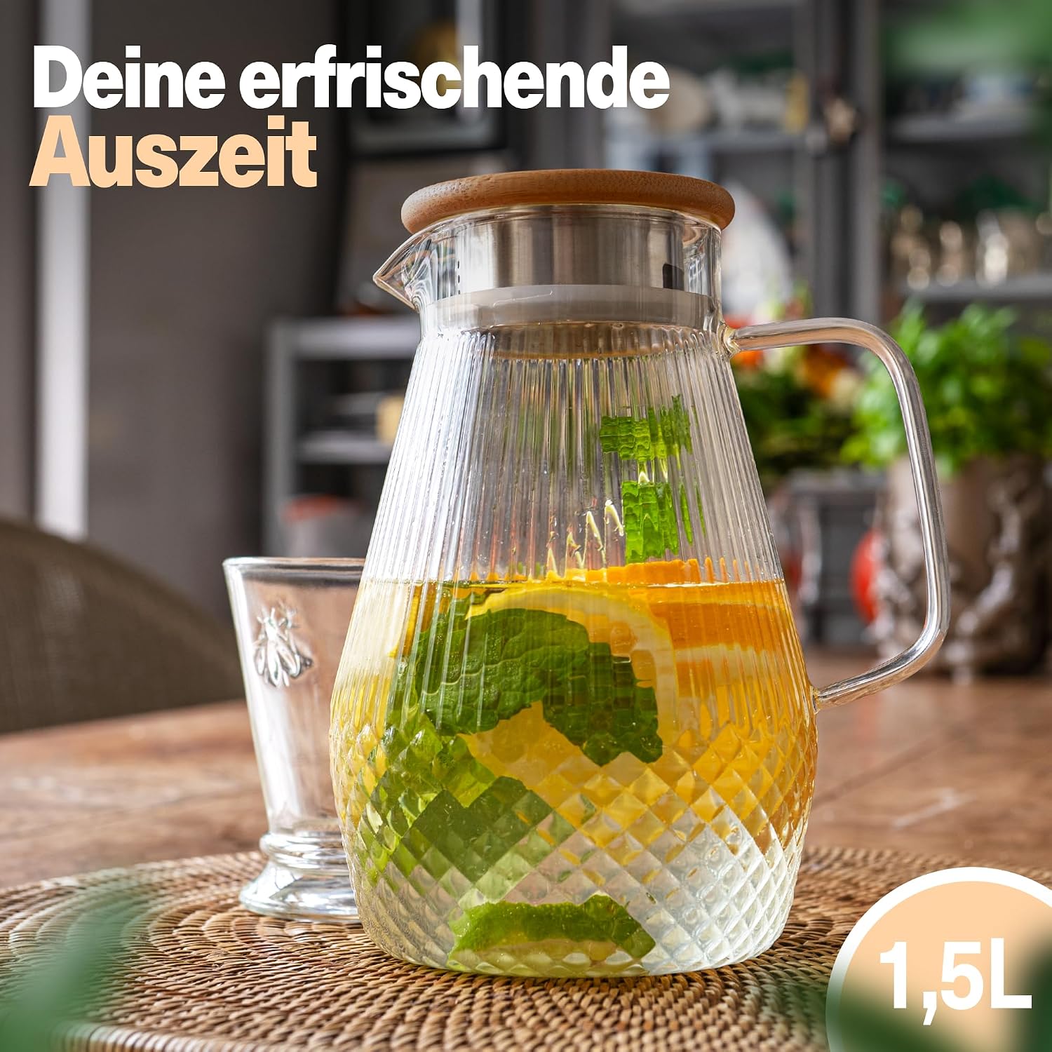 Detalle de CLIDOR Wasserkaraffe 1,5 L Glaskaraffe