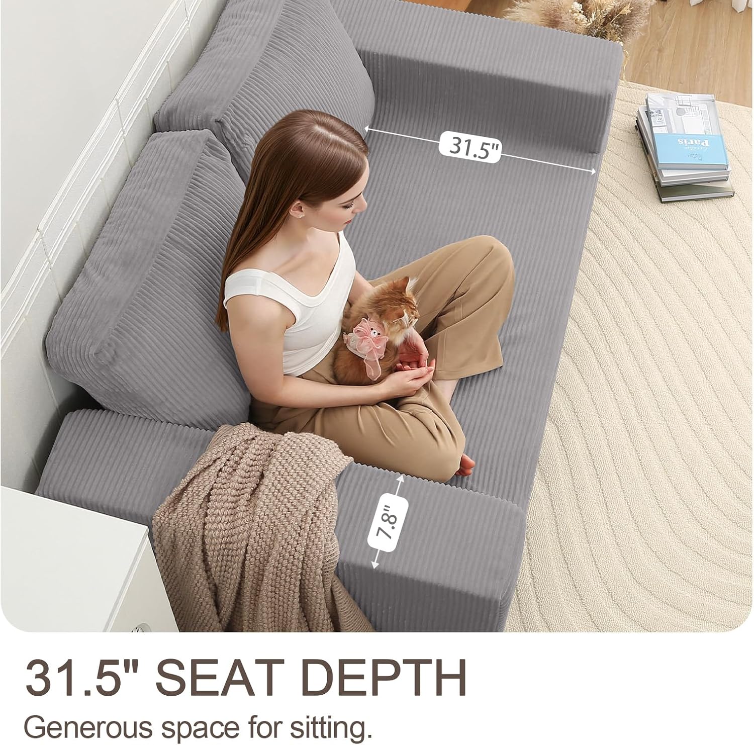 Thumbnail 6 de COMAX 4-in-1 Futon Sofa Bed: Space-Saving Convertible Couch for Small Living Spaces