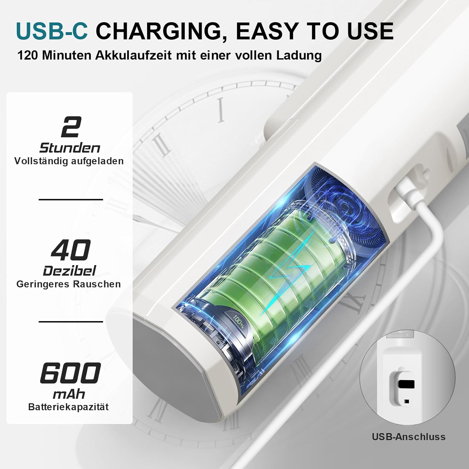 Thumbnail 1 de Pulitore elettrico ricaricabile con musica rilassante, luce LED e 5 livelli di aspirazione – 3 punte in silicone morbido