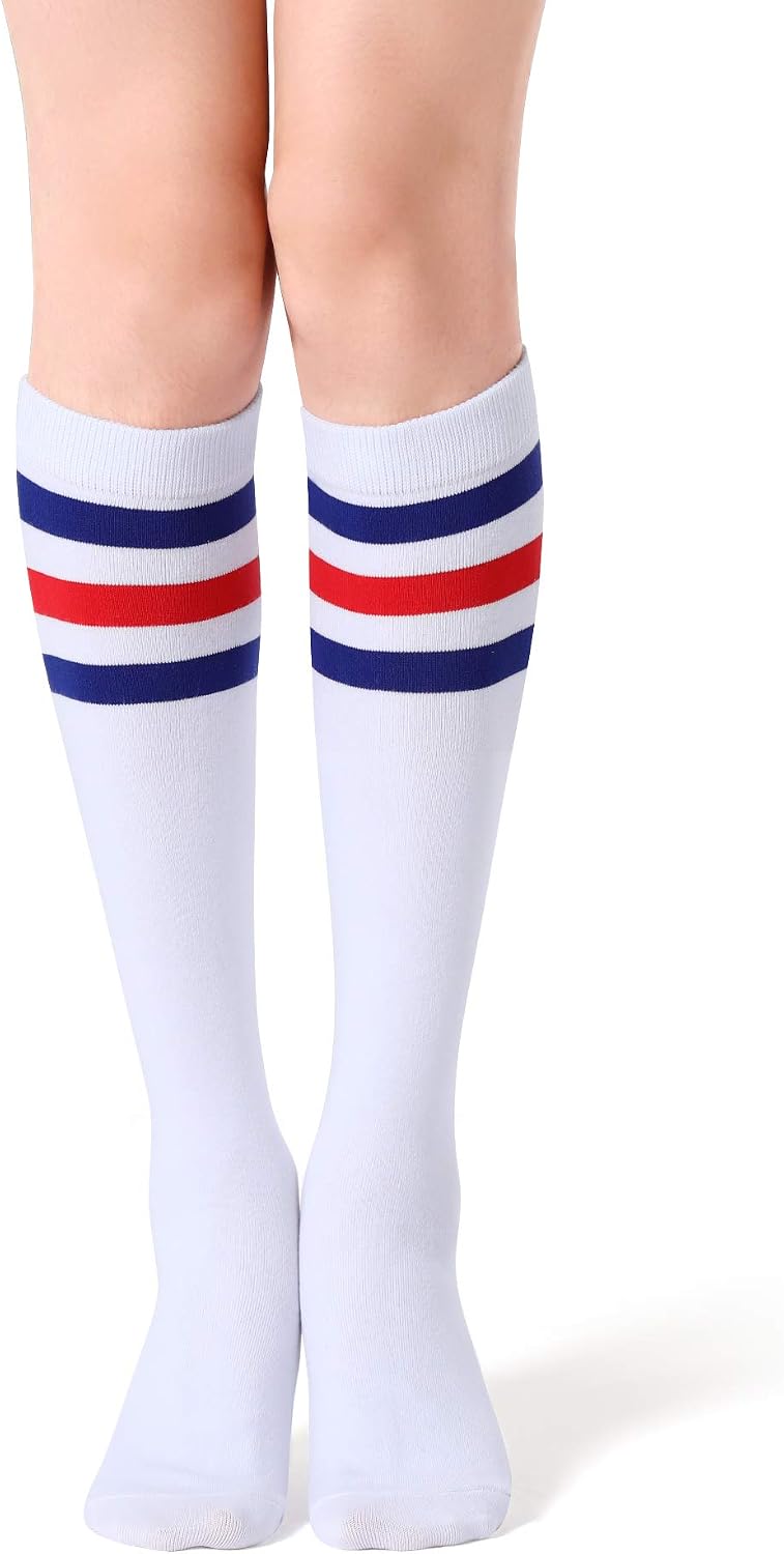 Detalle de FITRELL Women's Knee-High Athletic Socks, Striped Tube Style