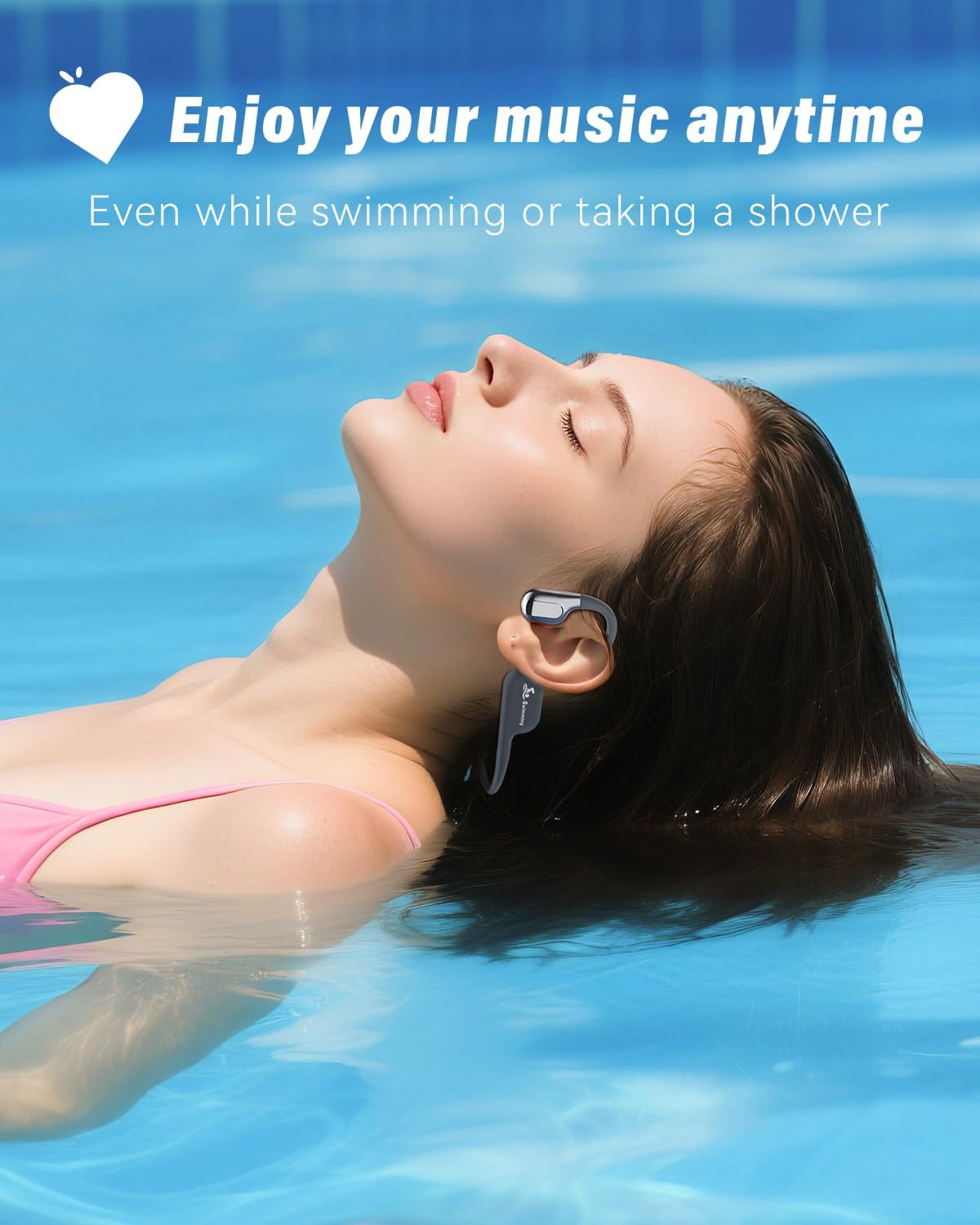Detalle de ANSTEN Cuffie Conduzione Ossea Nuoto Bluetooth 5.4, IP68, MP3 8GB, 8H di Autonomia