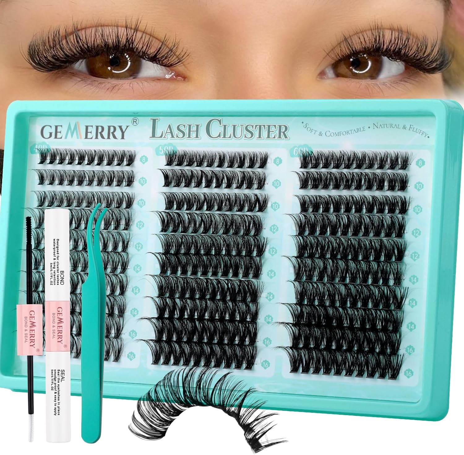 GEMERRY Ciglia Finte Ciuffetti Kit wimperclusterkit 40D+50D+60D, 8-16 mm