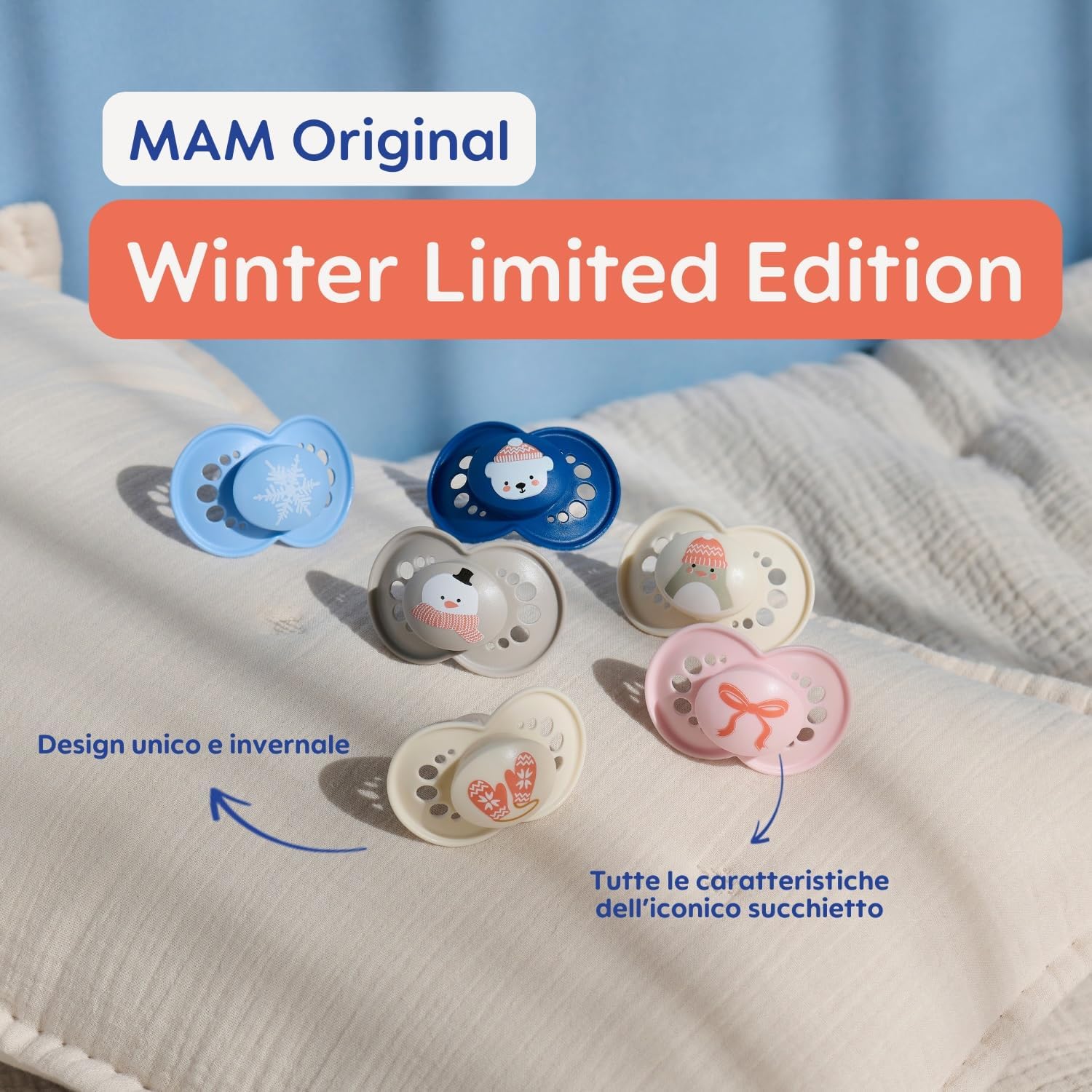 Thumbnail 2 de MAM Original Winter Limited Edition succhietto 16+ mesi (set da 2) con sterilizzatore portatile, neutro