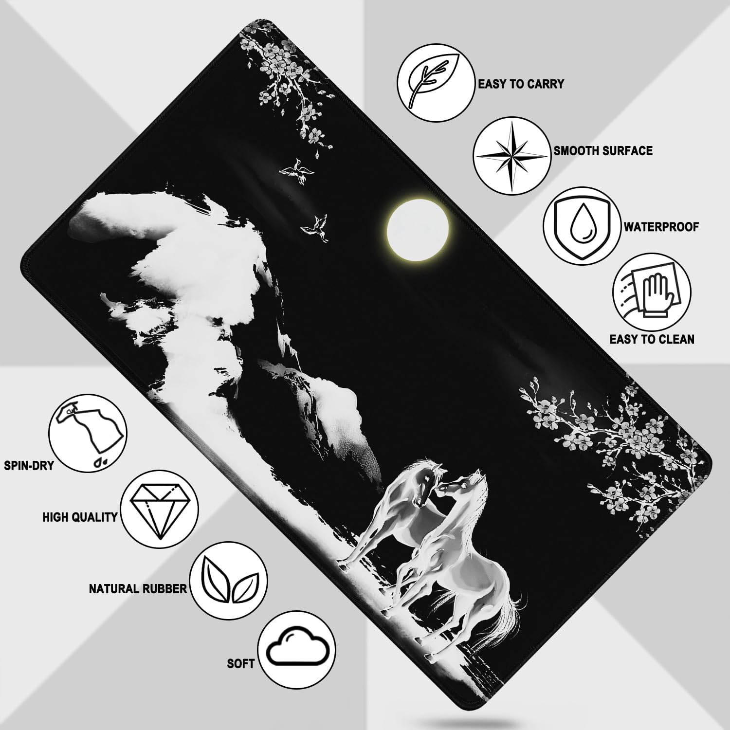 Detalle 1 de AREYLO Extra-Large Mouse Pad, 31.5 x 15.7 Inches, Waterproof, Non-Slip, Horse Design