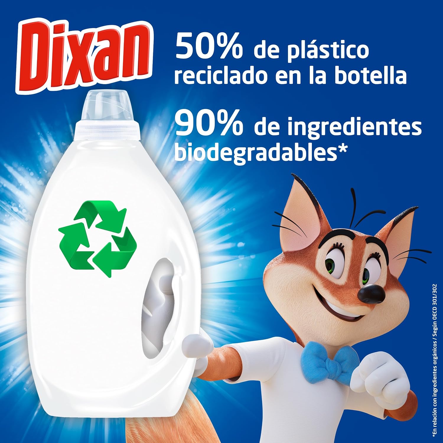 Detalle de Dixan Gel Total+ 4 en 1: detergente líquido para ropa blanca y clara (3825 ml, 85 lavados)