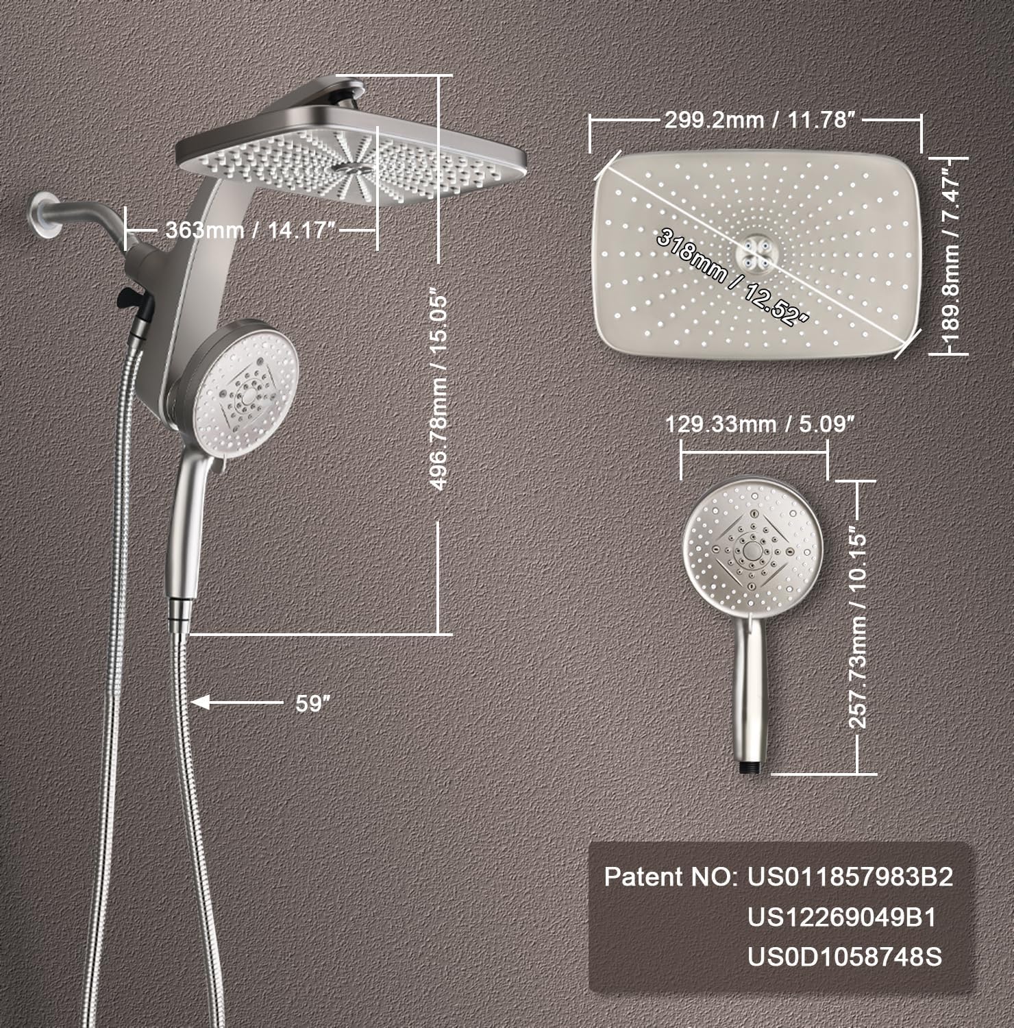 Thumbnail 6 de High Pressure Rain Shower Head 12 inch
