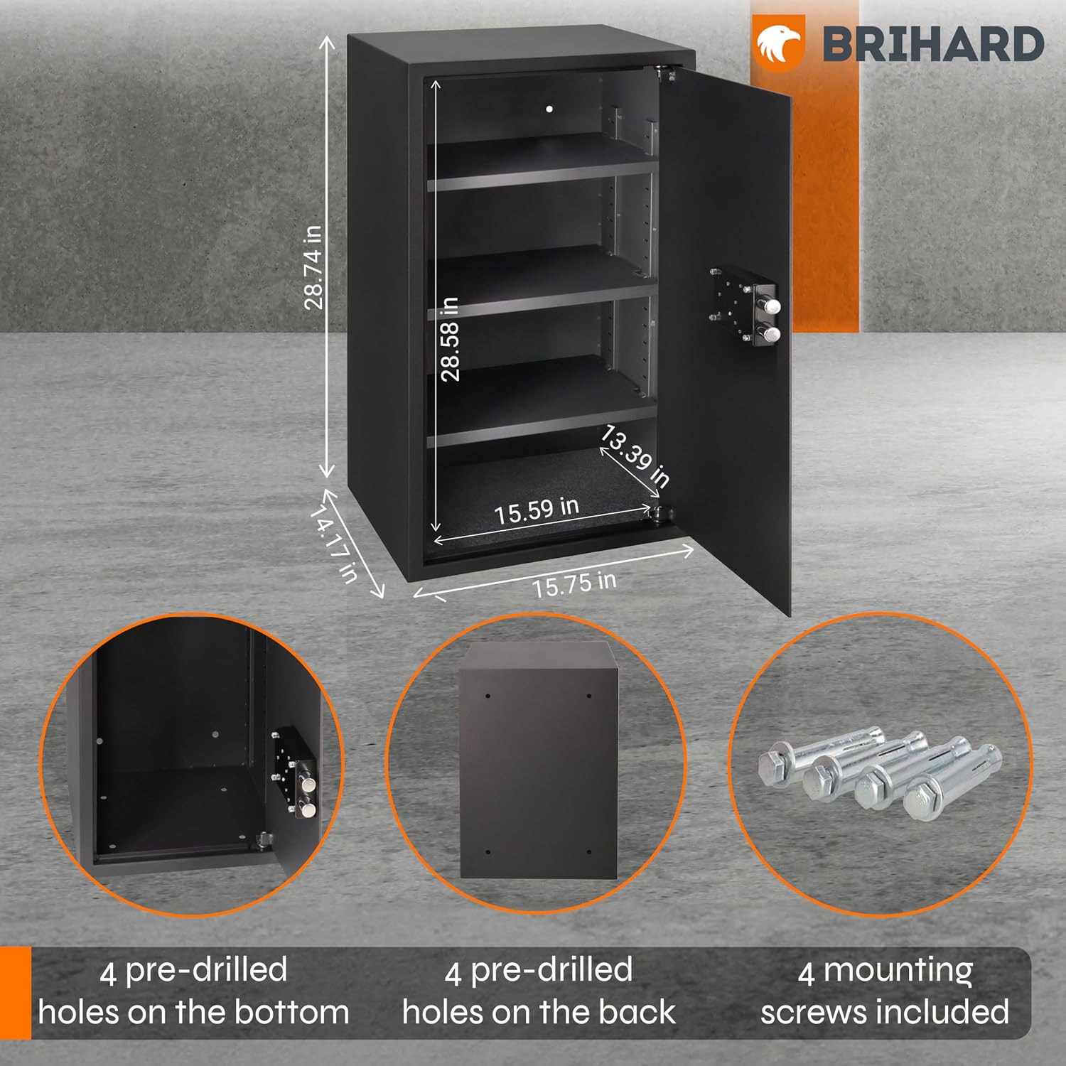 Thumbnail 1 de Brihard Business XXL Key Lock Safe 73x40x36cm with Fireproof A4 Bag