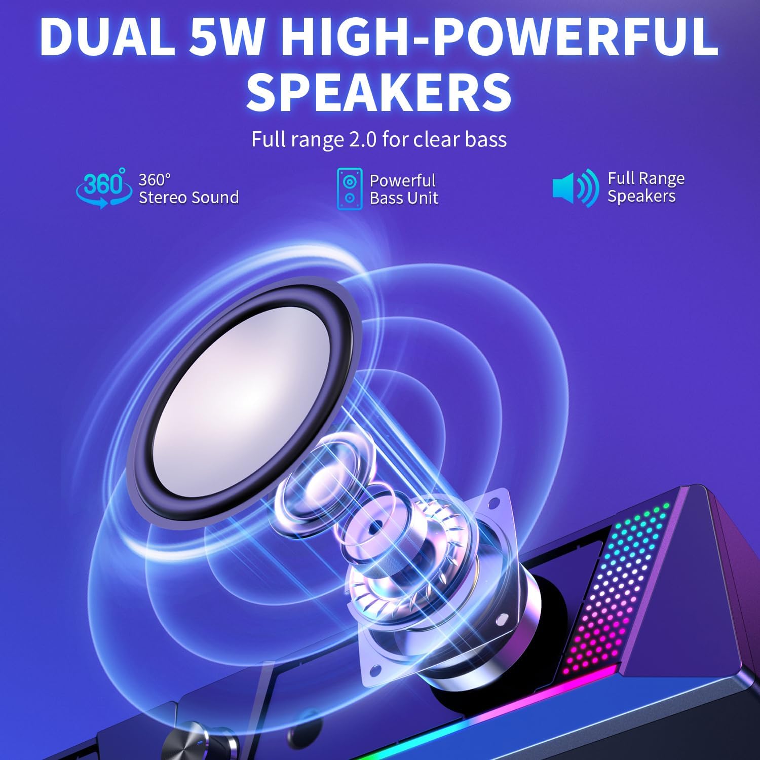 Thumbnail 5 de 2 in 1 PC RGB Speakers 10W