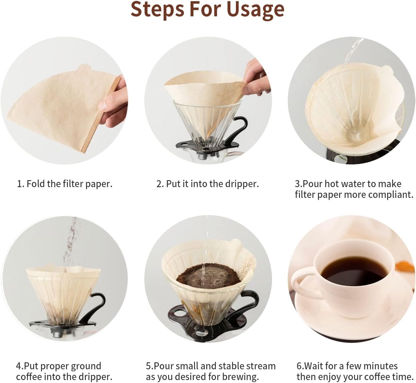 Detalle de Clinuse Cone Coffee Filters #2 (02) — 200 Count, Unbleached, 2–4 Cup Cone Filters