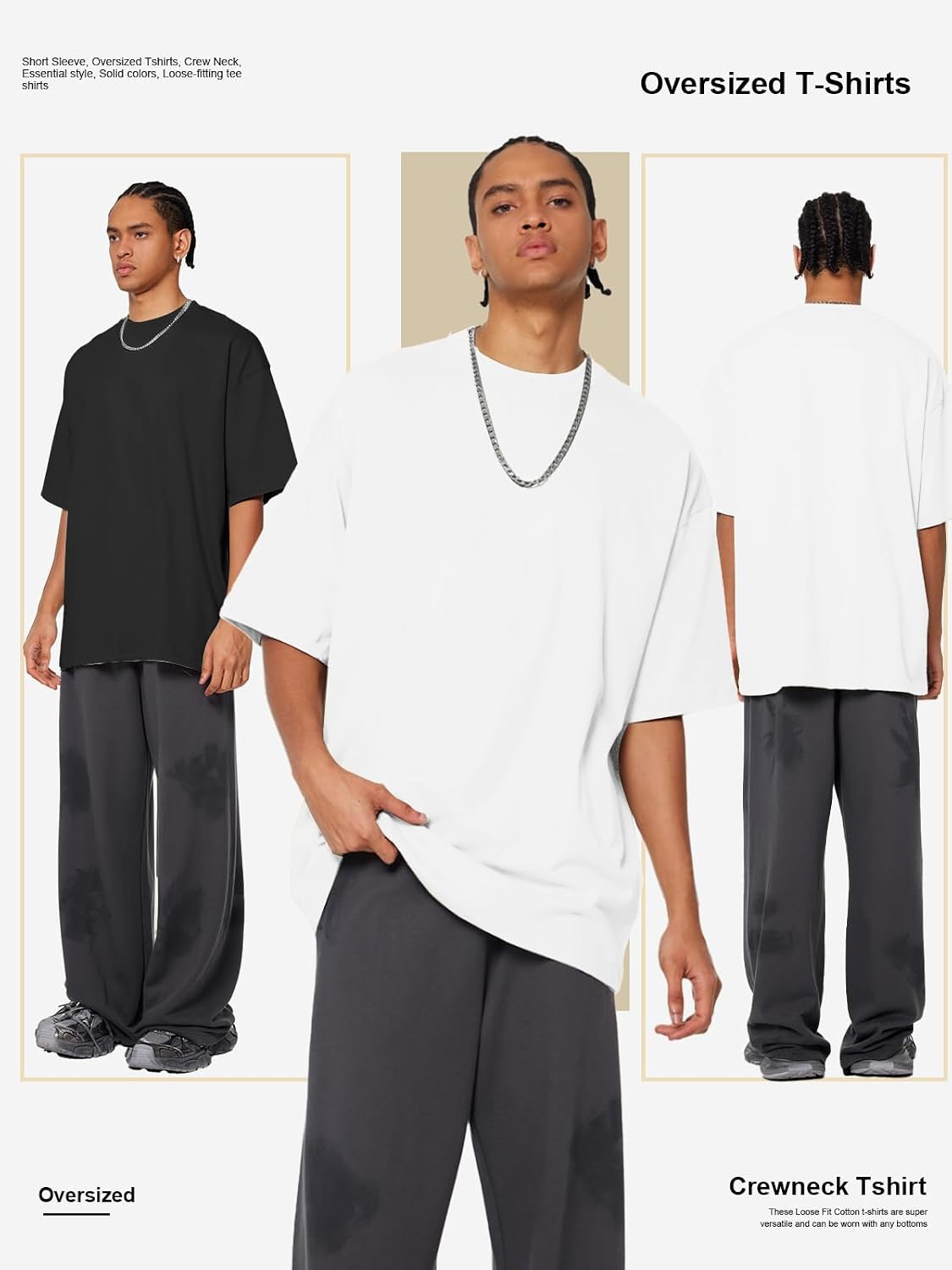 Thumbnail 6 de SnowElve Men's Oversized Heavyweight Cotton T-Shirt, Crew Neck, Short Sleeve