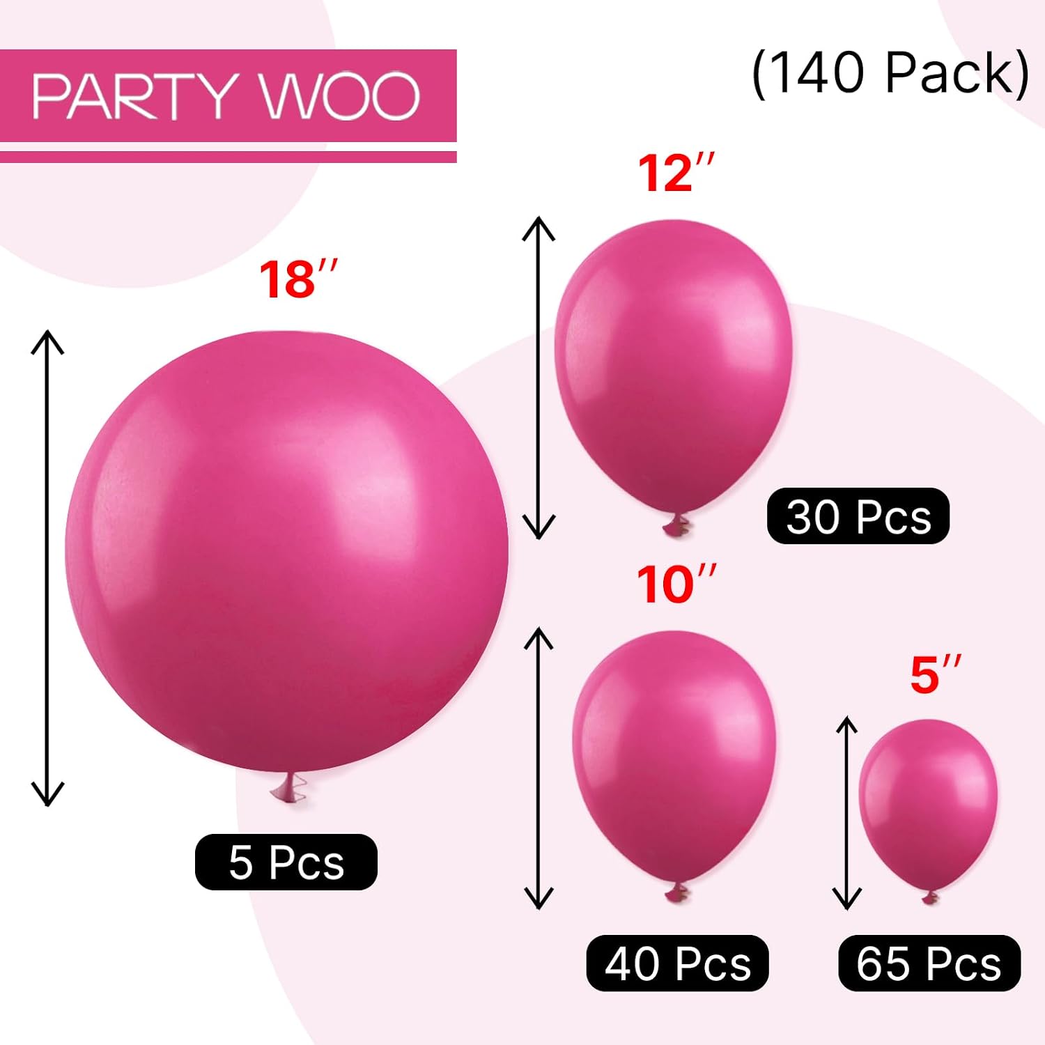 Thumbnail 5 de PartyWoo Hot Pink Balloons 140 pcs 18-5 in garland kit ๐