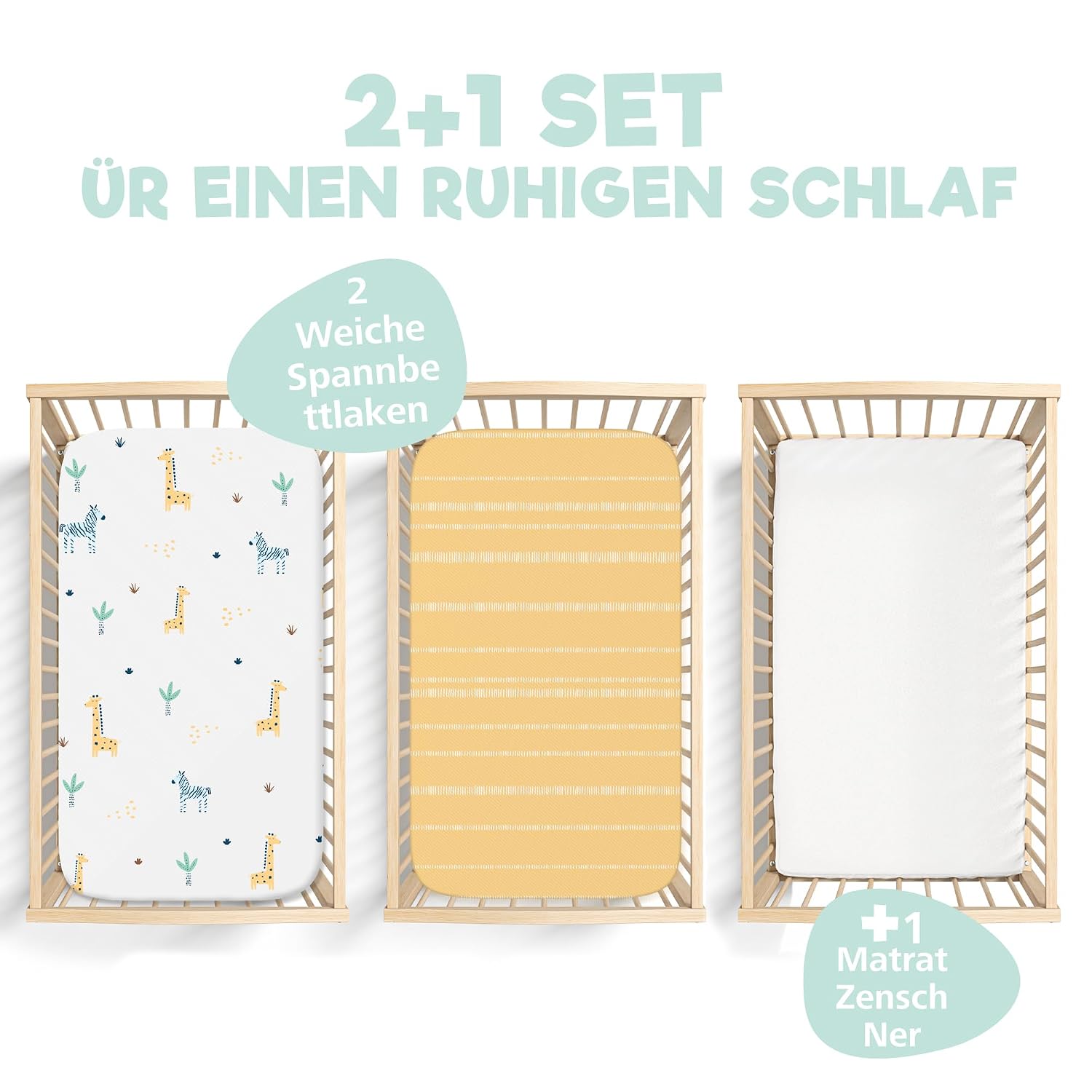 Thumbnail 1 de Spannbettlaken 55x90 cm 3er-Set Savanne