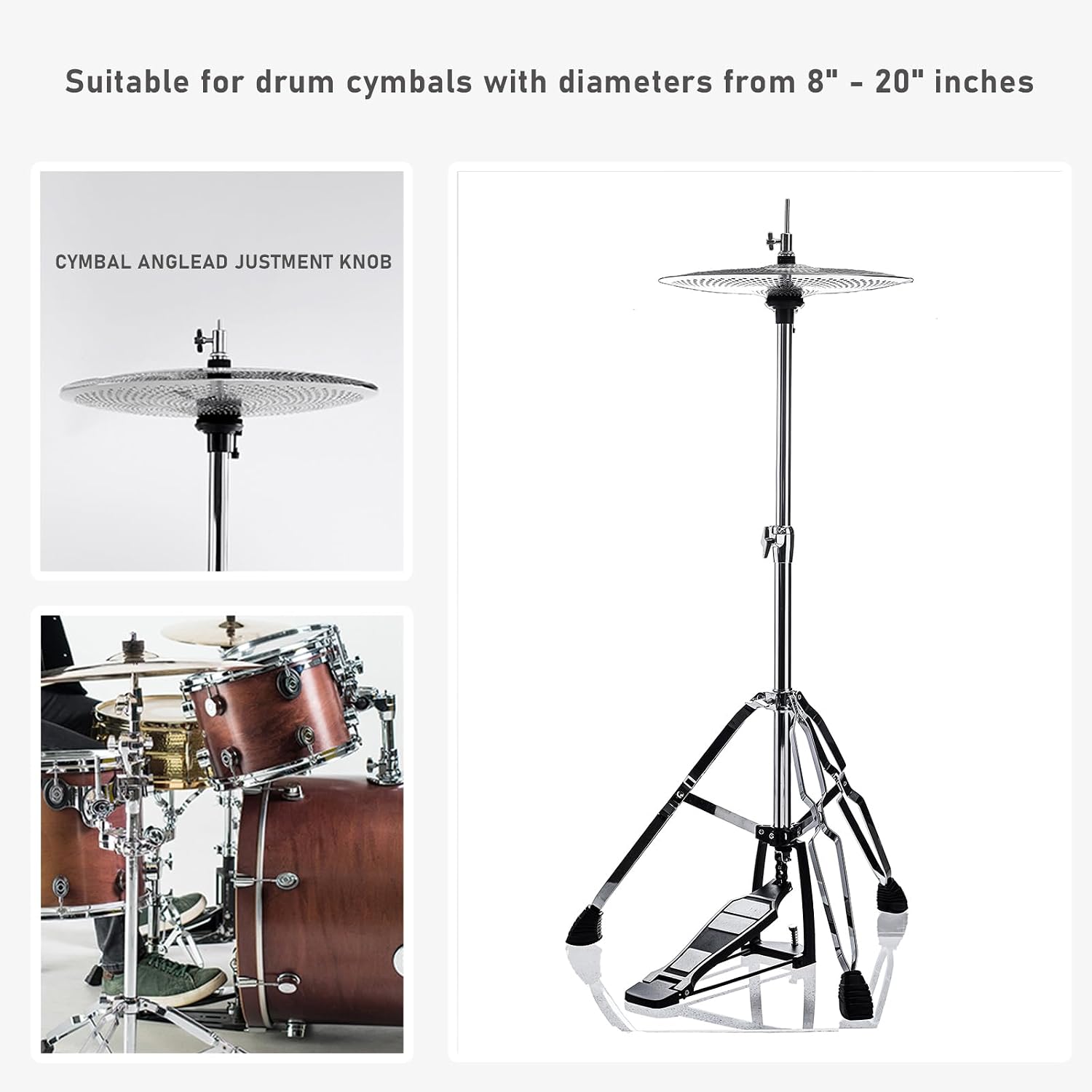 Detalle 2 de Vaisoeny V-CC-FK11 Hi-Hat Stand, Adjustable 3-Leg Design