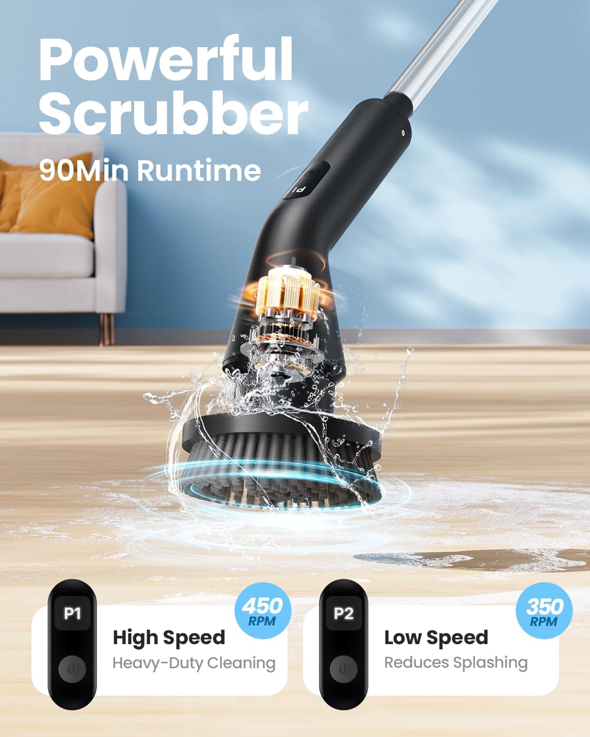 Detalle 2 de Leebein Electric Spin Scrubber (2026 Upgraded) with 7 Brush Heads, IPX7 & Extendable Handle