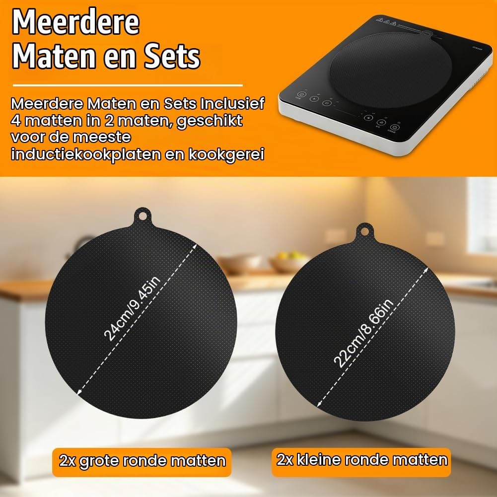 Detalle 2 de AUAUY beschermmatten voor inductiekookplaat, set van 4, rond en 0,7 mm