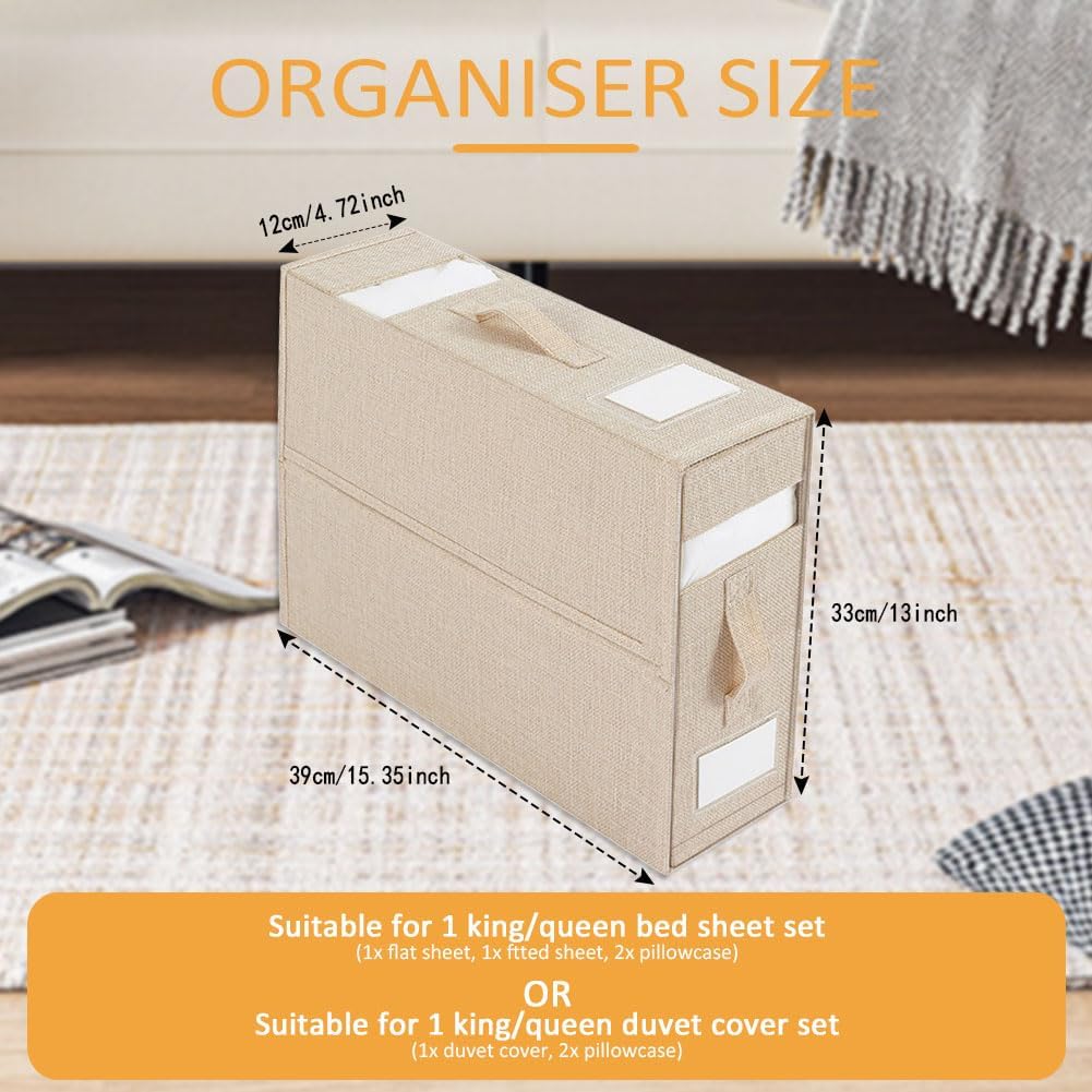 Detalle de WANGIRL SNH-1 set van 6 opvouwbare lakenorganizers met rits, beige