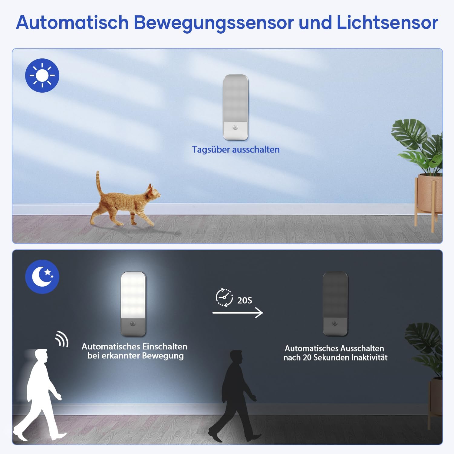 Detalle 2 de Suright LED Nachtlicht mit Bewegungsmelder 4000K