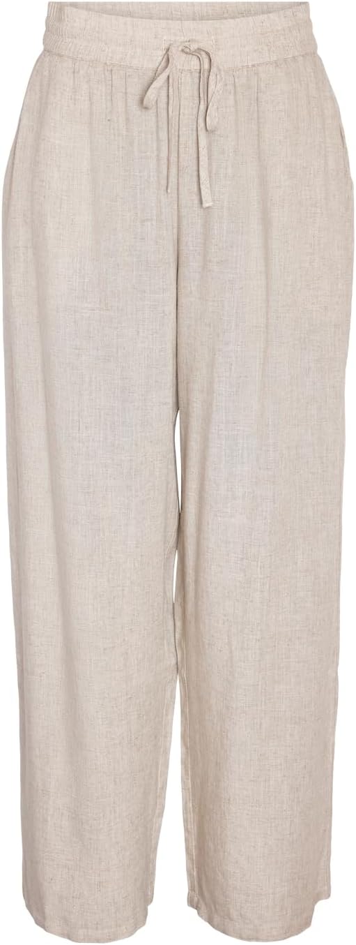 Detalle 1 de Noisy may Weite Relaxed Fit Culotte aus Leinen mit Kordelzug und Taschen – modische Jogging-Optik