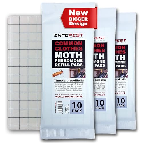 Entopest 30-Pack Clothes Moth Monitoring Traps – Refills for Room & Wardrobe Hanger Units
