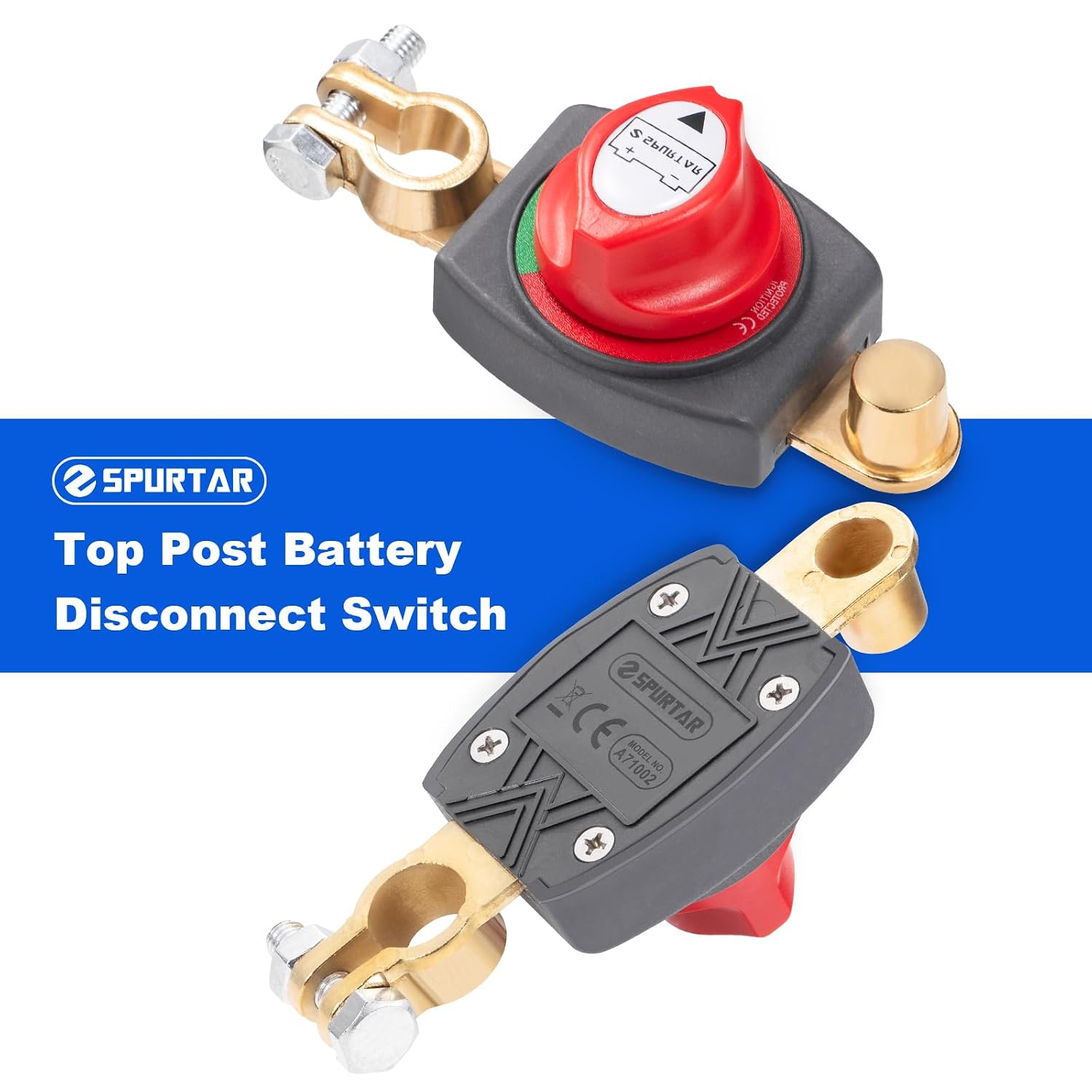 Detalle 2 de Spurtar Battery Isolator Switch 12V–48V Top Post (Negative) – 275A continuous battery disconnect