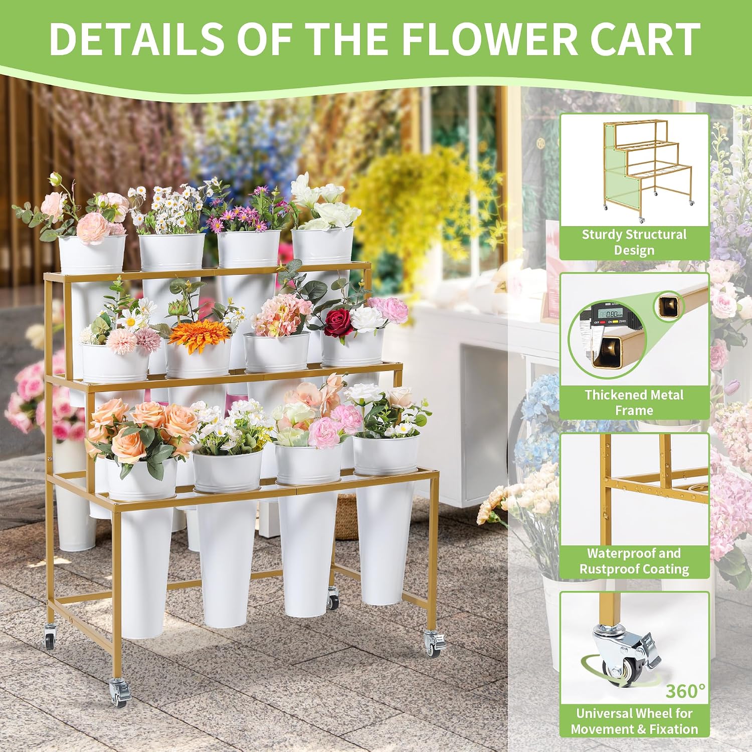 Detalle de Flower Cart Stand, 3 Layers