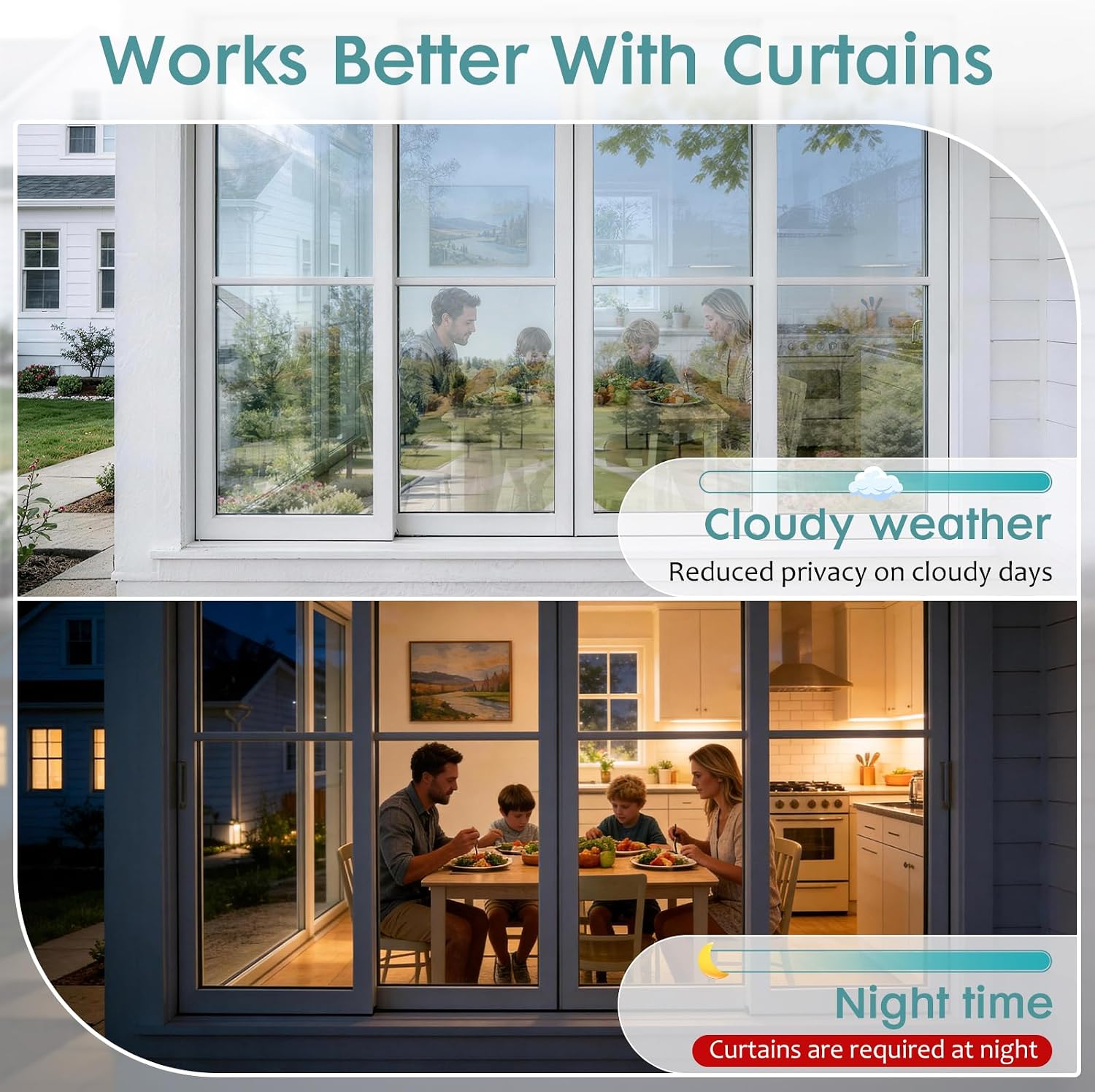 Thumbnail 2 de DOWELL One Way Window Film Privacy with Tools, Silver 75x200cm – Heat Reflective, Static Cling Privacy Film for Glass