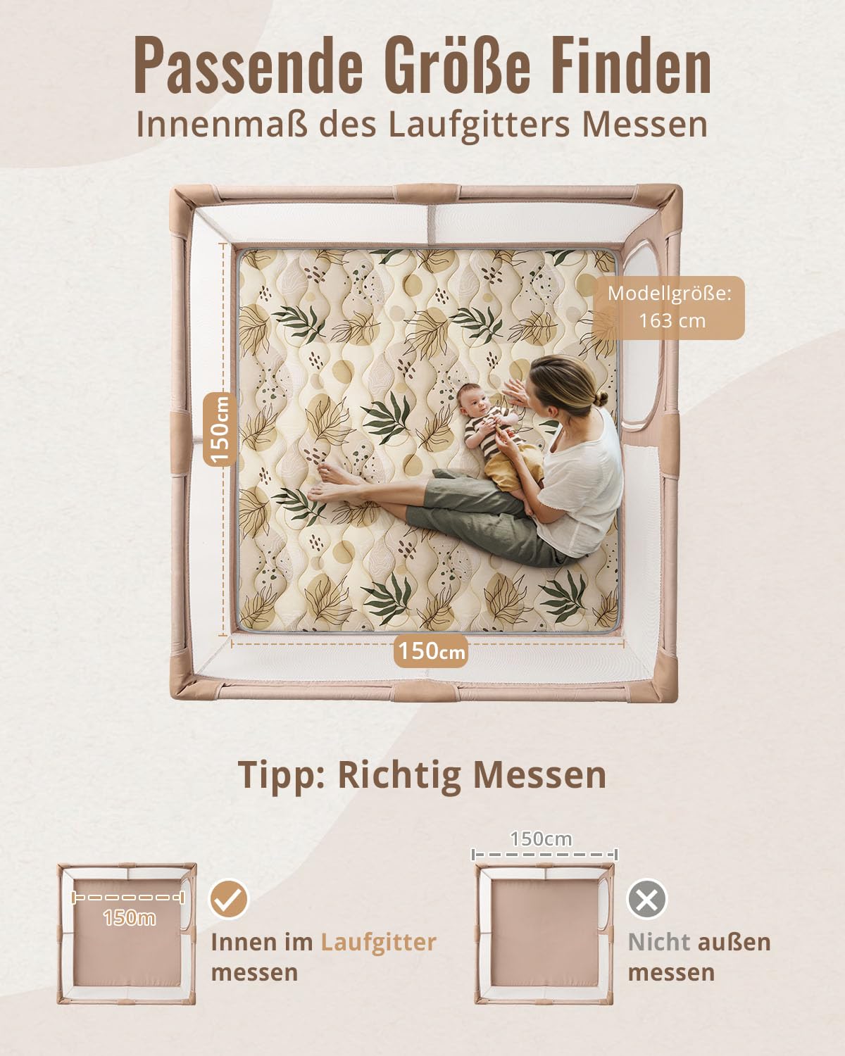 Thumbnail 1 de Blissful Diary Krabbelmatte 150x150 cm – rutschfest, faltbar und waschbar für Baby & Kind