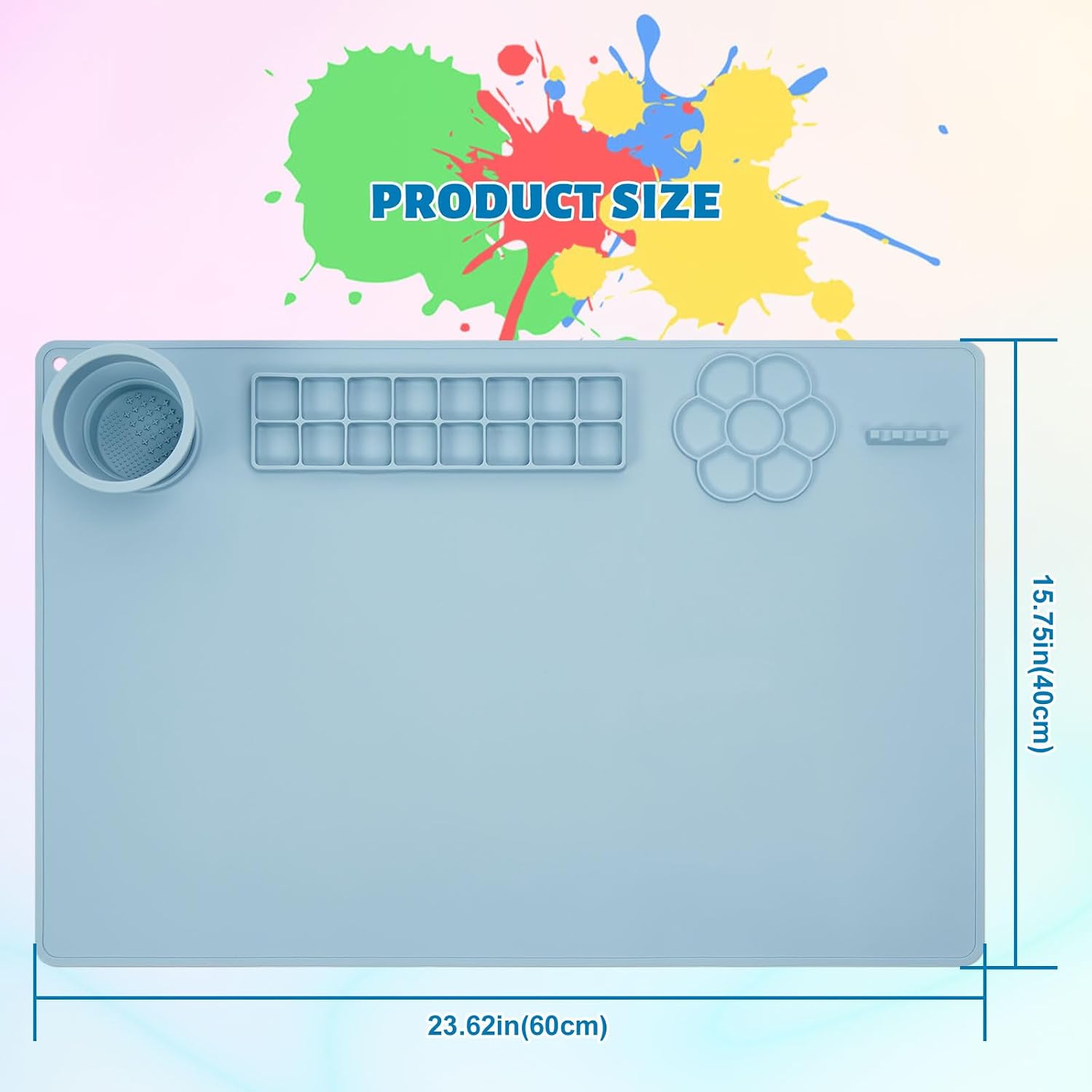 Detalle de Limous Silicone Painting Mat 24" x 16" with Cup Holder and 16-Colour Separator