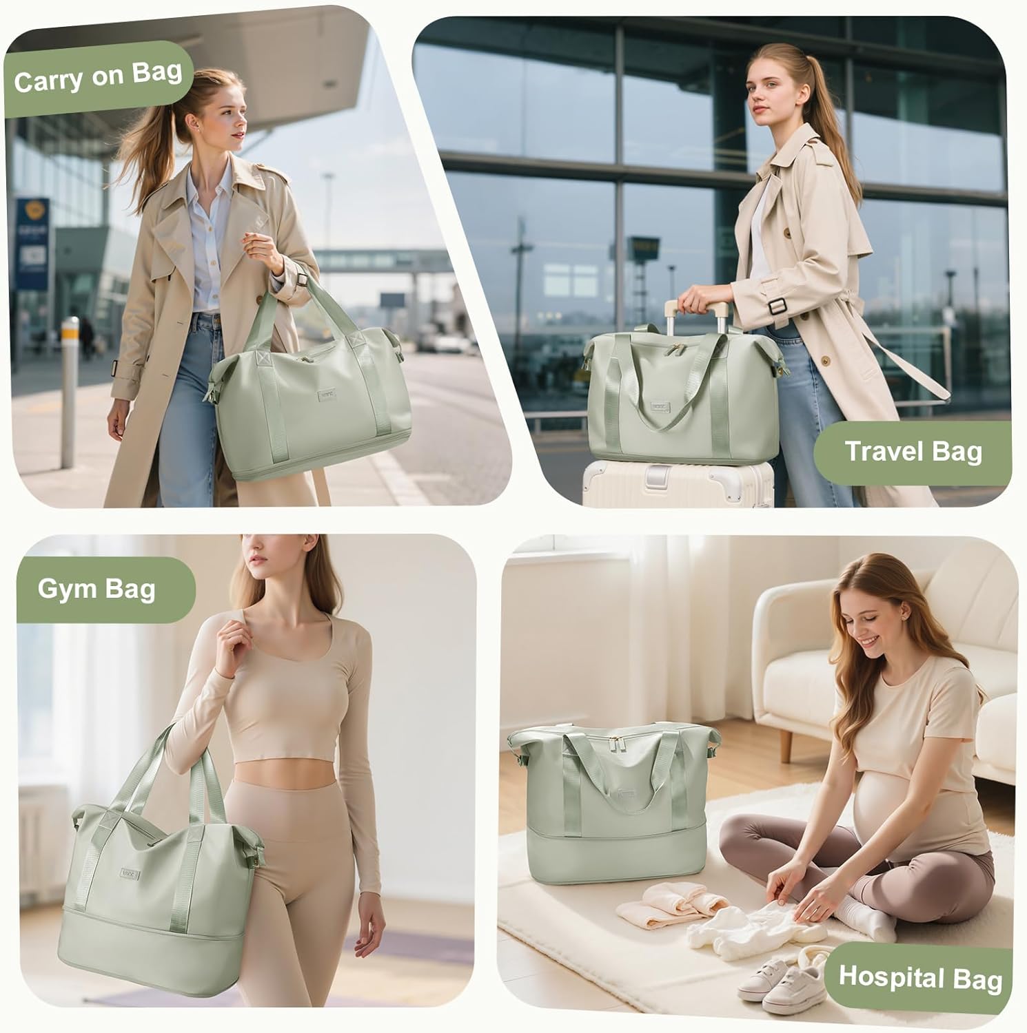 Detalle 2 de VNINE Travel Bag for Women: Expandable Weekend Duffle with Waterproof Fabric