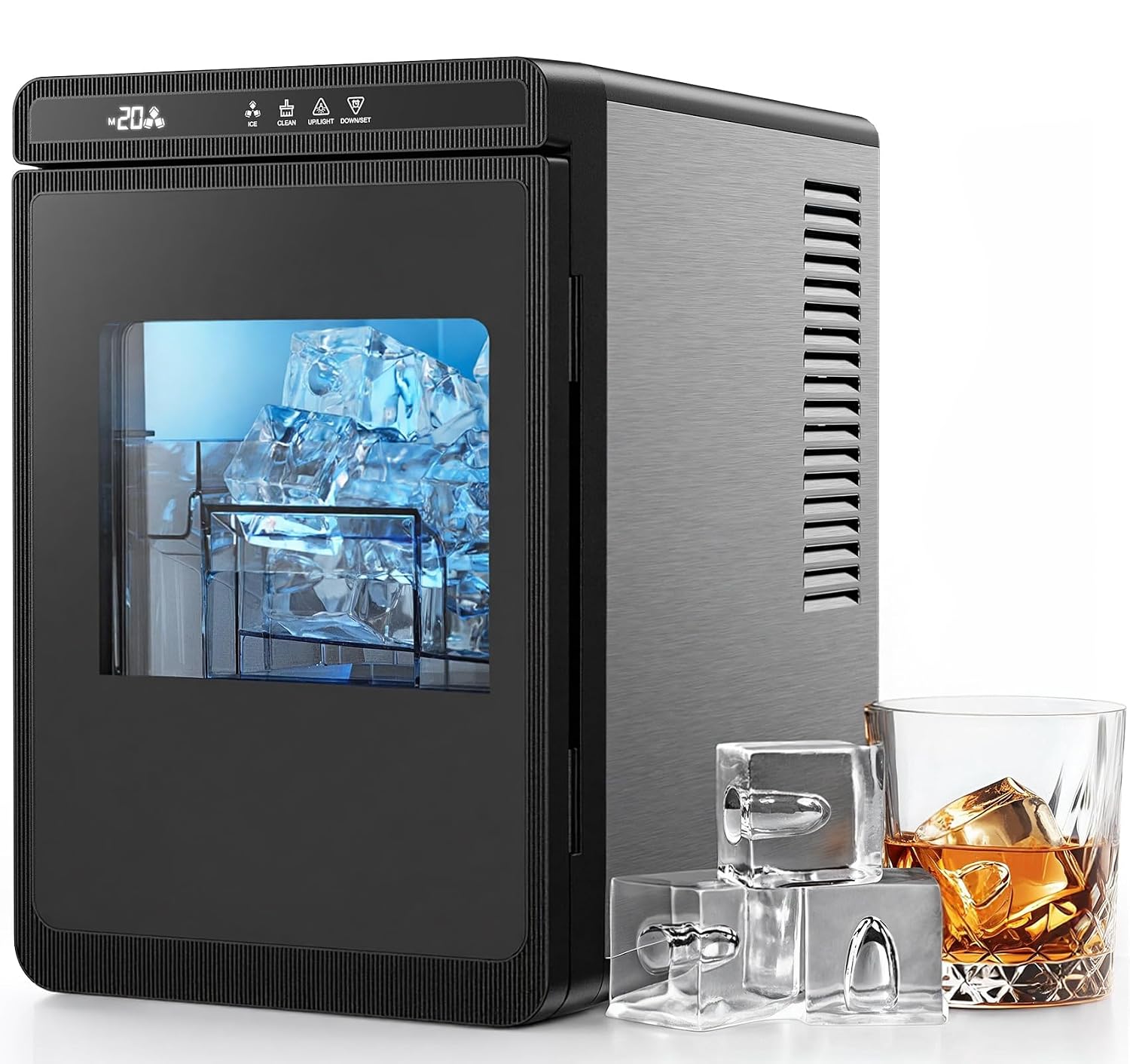 Detalle de Silonn SLICM54ST-US Clear Ice Maker, Adjustable Thickness, 3 Cubes in 20 Minutes