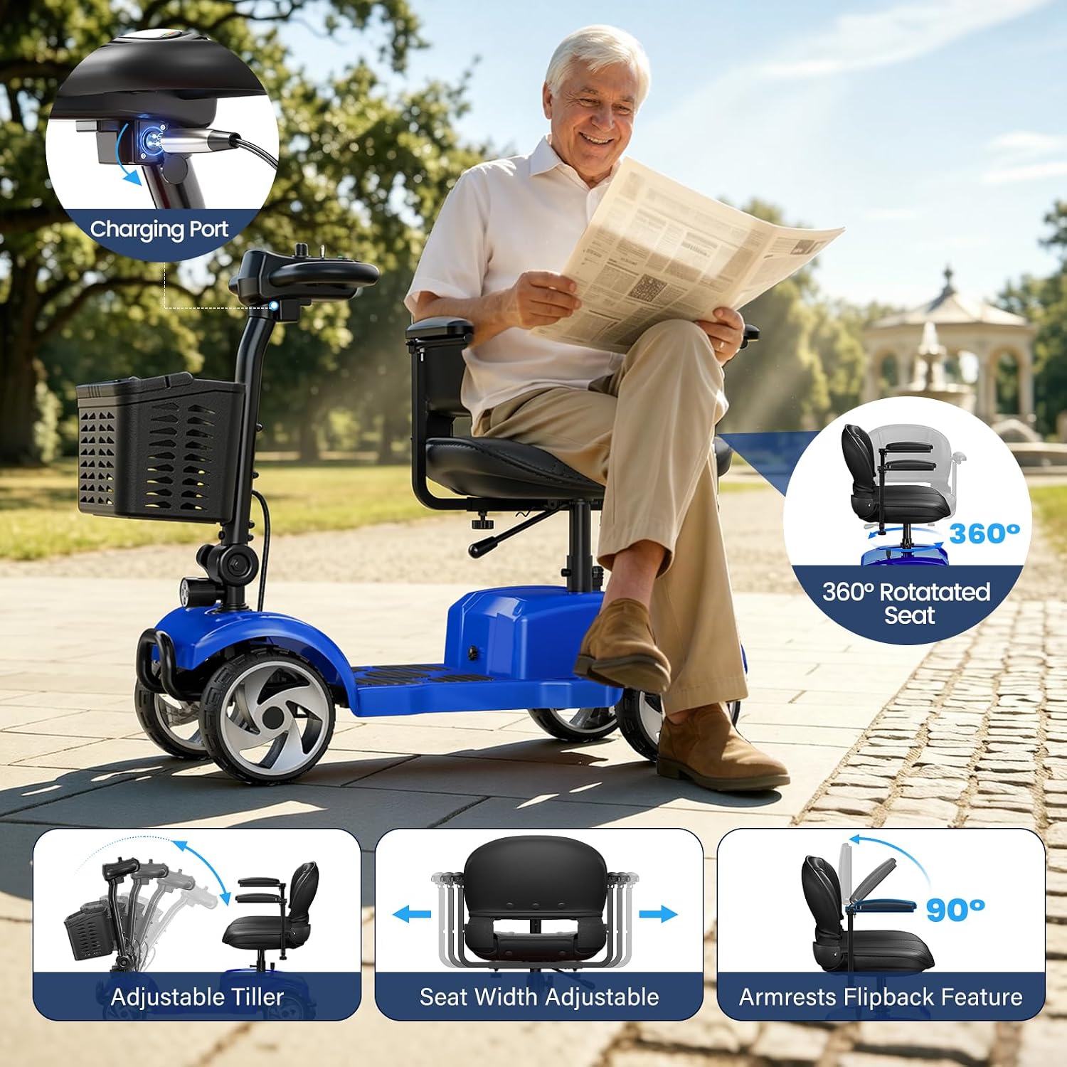 Detalle de 4-Wheel Mobility Scooter with 24V 12Ah Battery