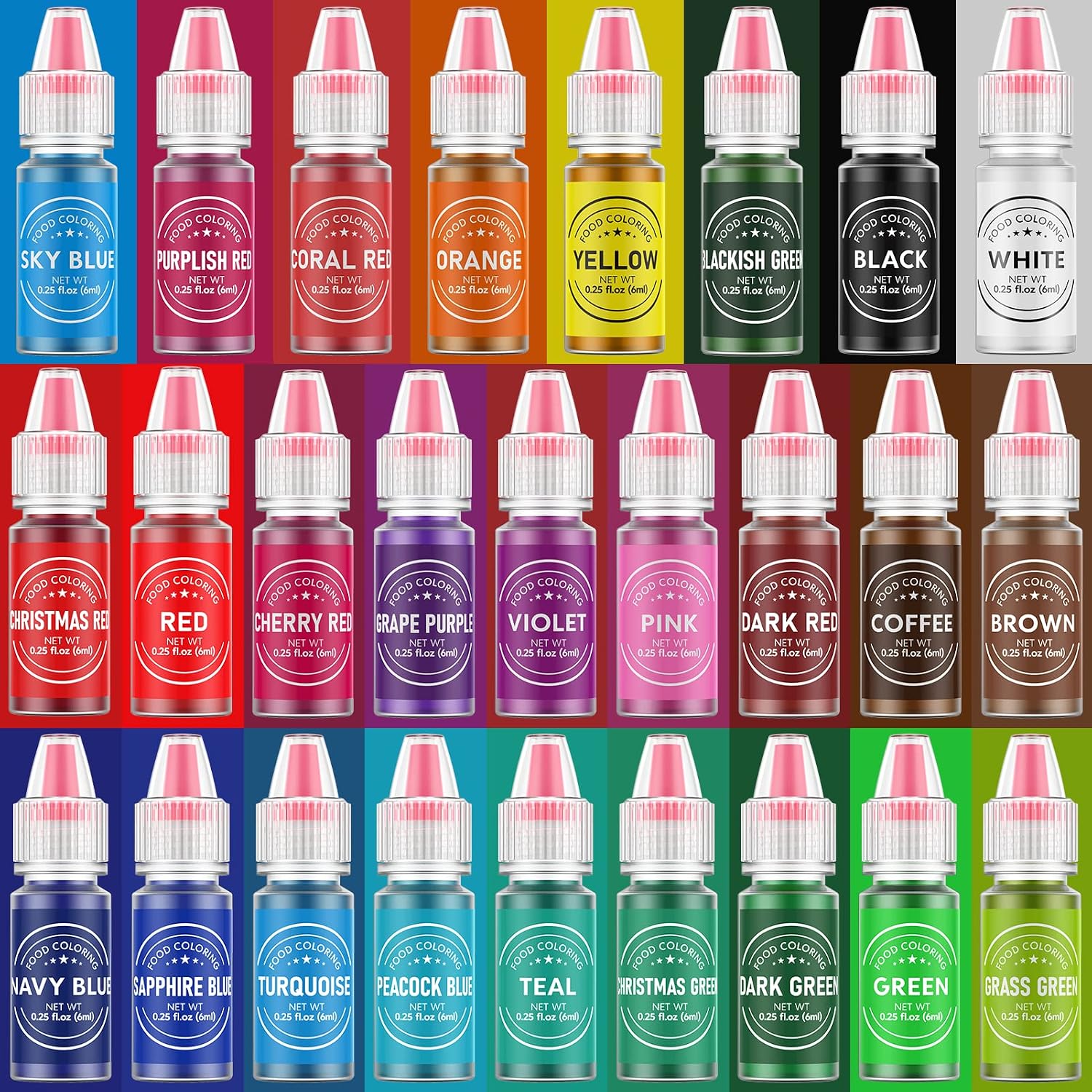 Detalle 2 de Cherrysea 26-Color Liquid Food Coloring Set for Baking and Dessert Decorating