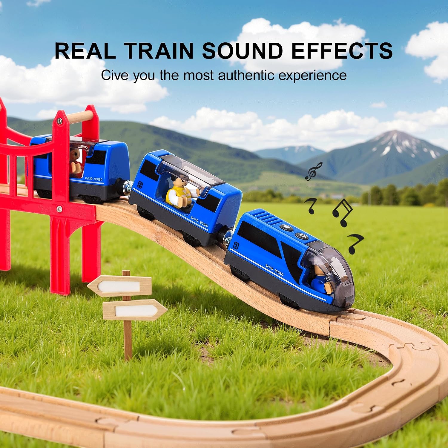 Thumbnail 6 de TOPLIVING Battery Operated Intercity Train Set (Magnetic Connection) for Wooden Track Toys