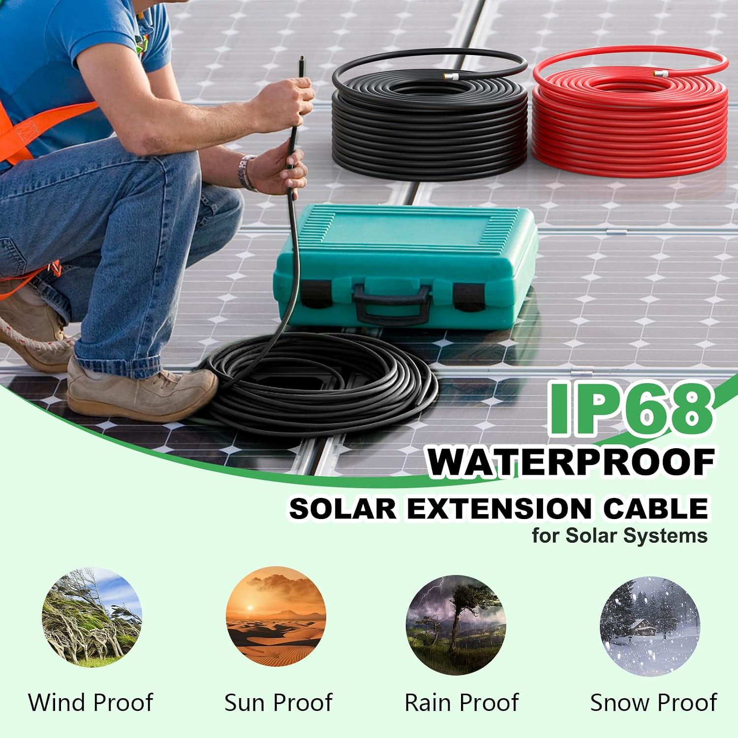 Detalle 2 de Vansdon H1Z2Z2-K 10 AWG Solar Cable, 30 ft, Tinned Copper, IP68