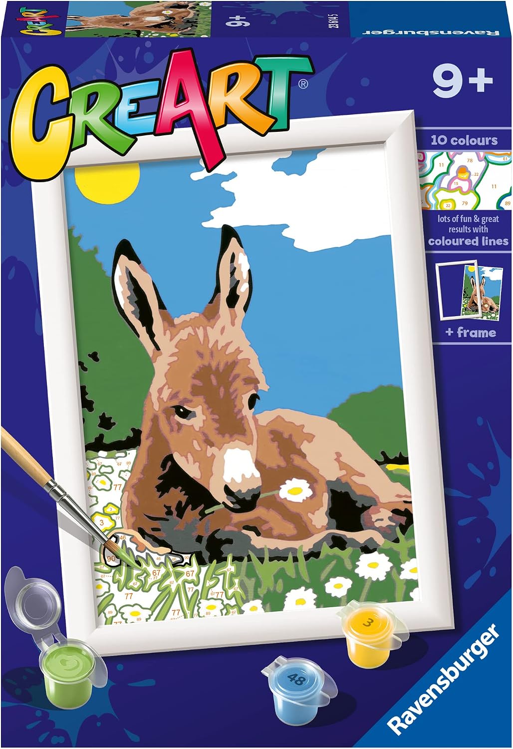 Detalle 2 de Ravensburger CreArt Giraffa: dipingere con i numeri per bambini 7+ (kit con tavole, cornice, pennello e colori)