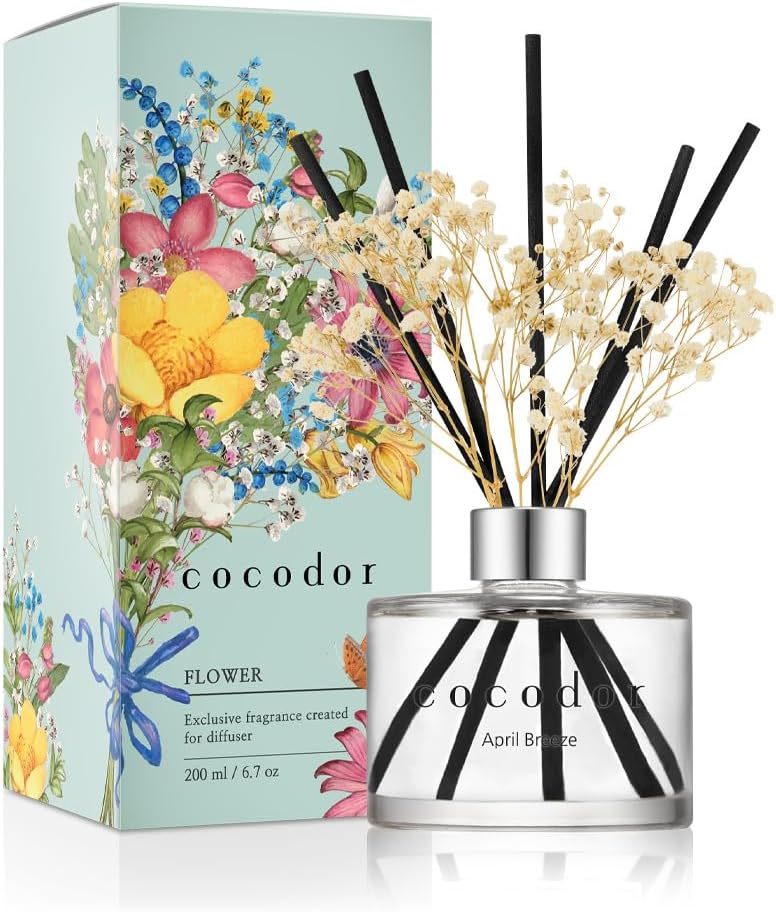 Detalle de Cocod'or COR-AROMA200-APEX Reed Diffuser, April Breeze, 200 ml, Preserved Flowers