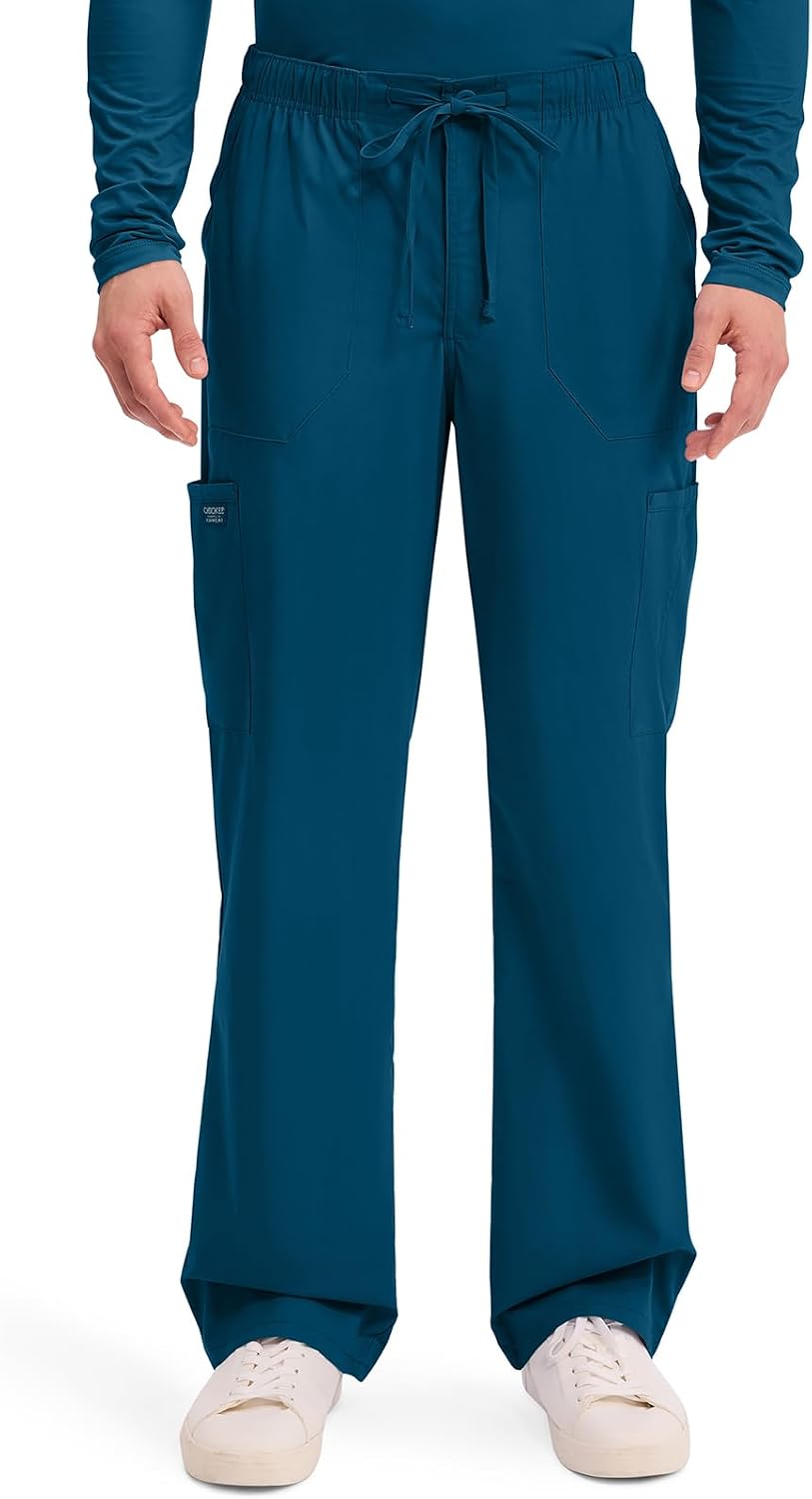 Detalle de Cherokee WW190 Men's Tapered Leg Cargo Scrub Pants, 2-Way Stretch