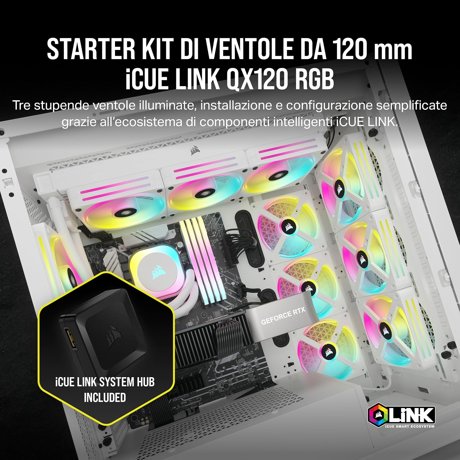 Thumbnail 1 de CORSAIR iCUE LINK QX120 Cupola 120mm Bianco