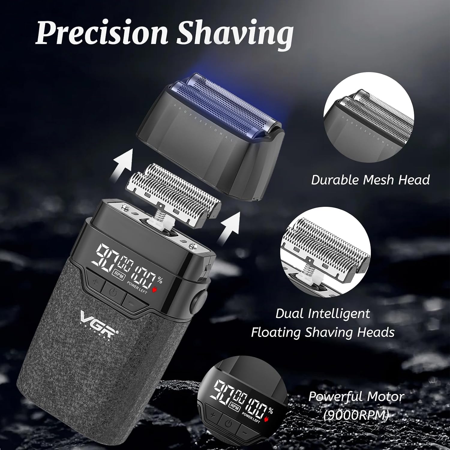 Thumbnail 4 de VGR 640S3 Professional 3-in-1 Hair Cutting Kit (9000RPM) with Trimmer & Foil Shaver, Cordless Men’s Barber Set — Black