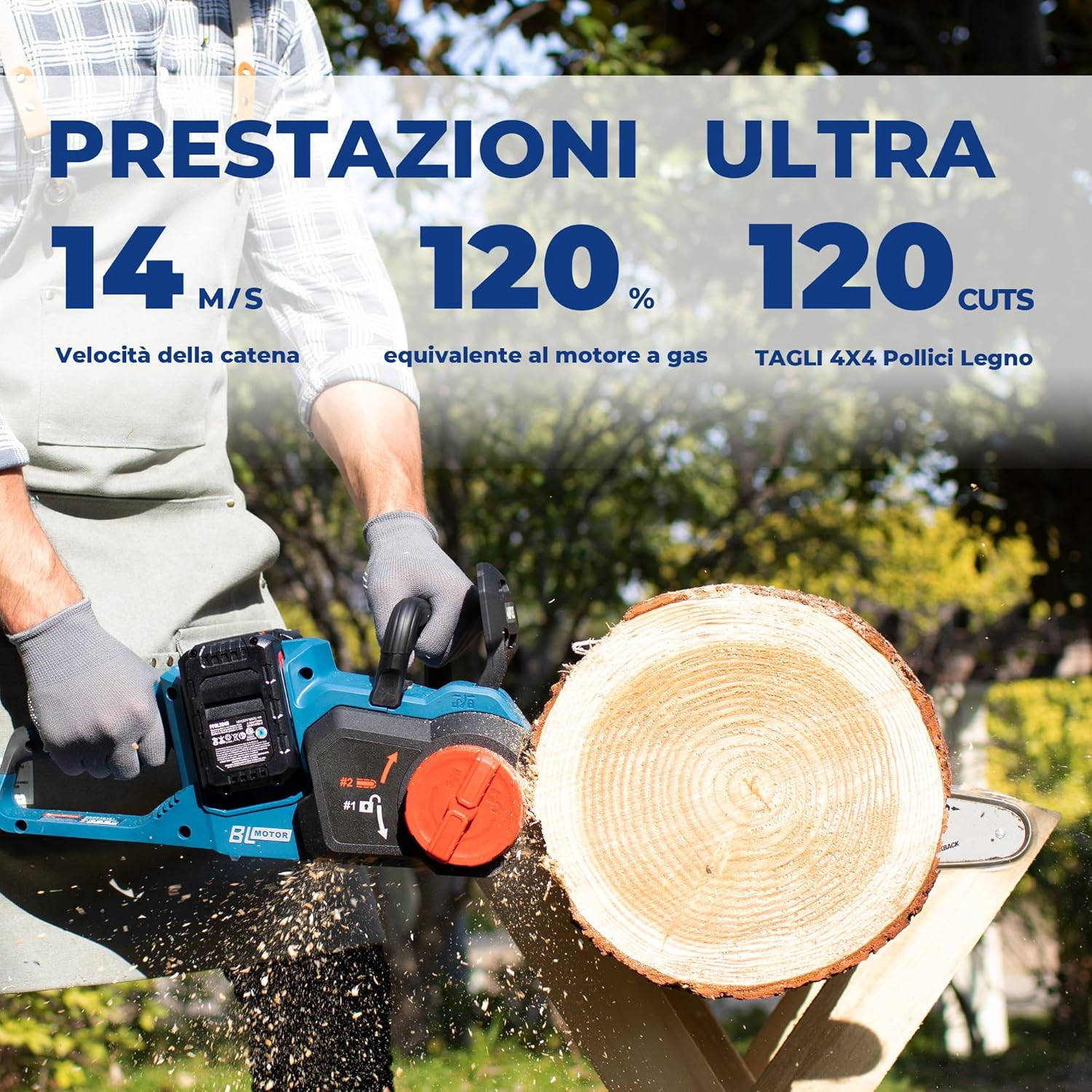 Detalle de DongCheng Motosega a Batteria senza Spazzole 40 V (2 × 20) con guida Oregon e catena 38 cm