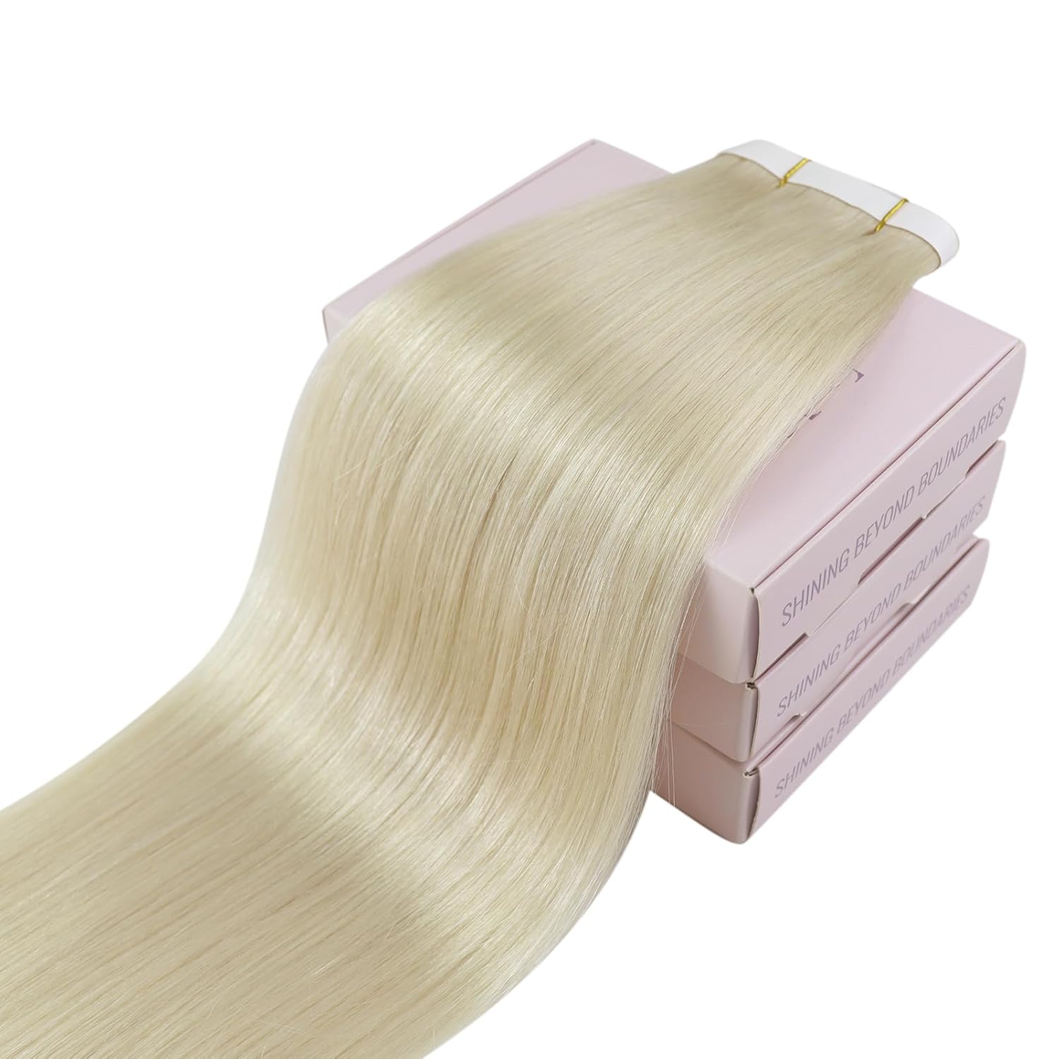 Thumbnail 6 de Fshine Long Tape Echthaar Tressen – Platinblond, 50 cm, Remy Echthaar, lange Tape-Weft