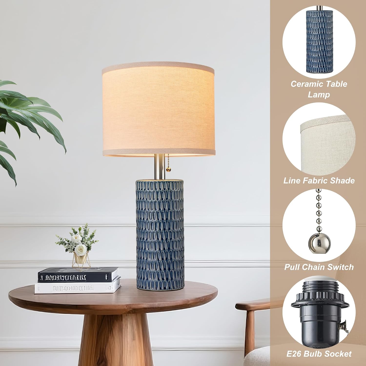 Detalle de Reaketon Ceramic Table Lamps, 20.5-Inch