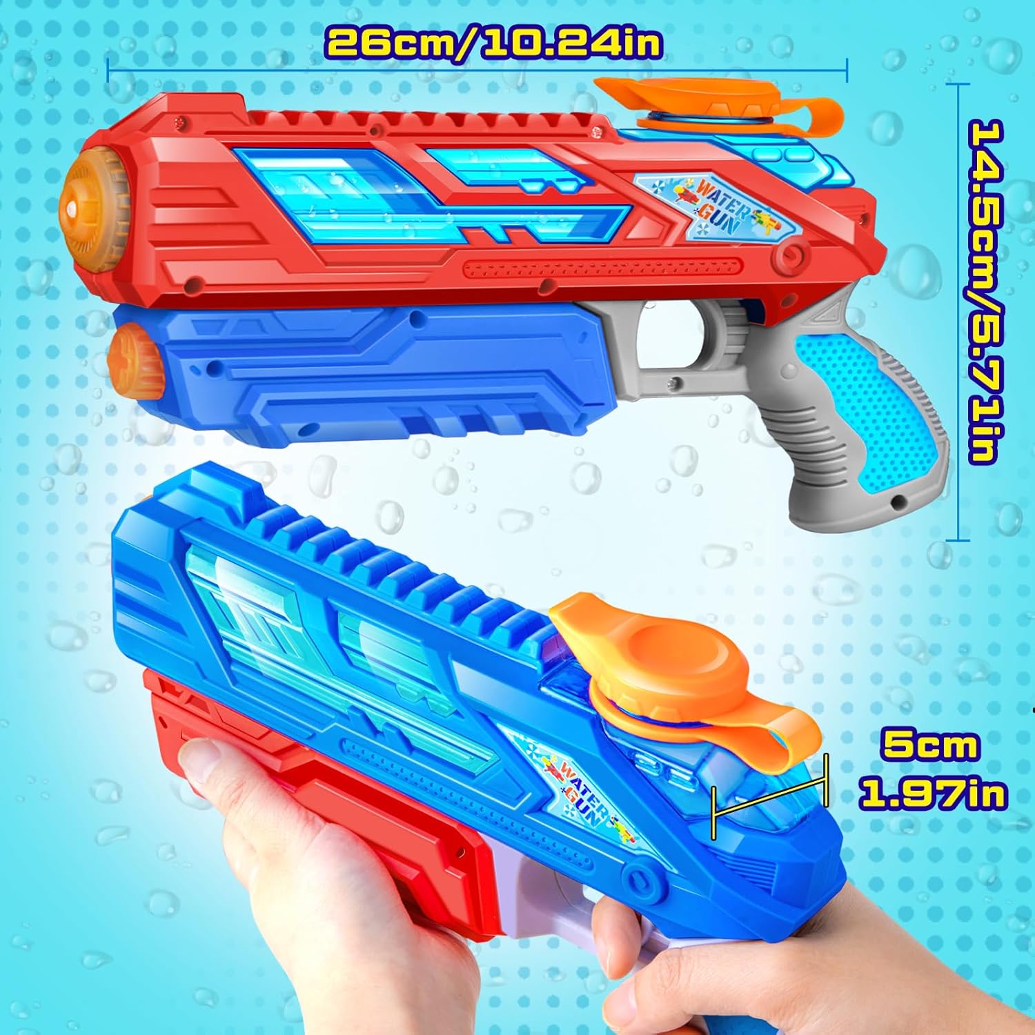 Thumbnail 2 de RONSTONE 2 Pack Kids Water Guns (280ml) with 8.8m Range – Blue & Red