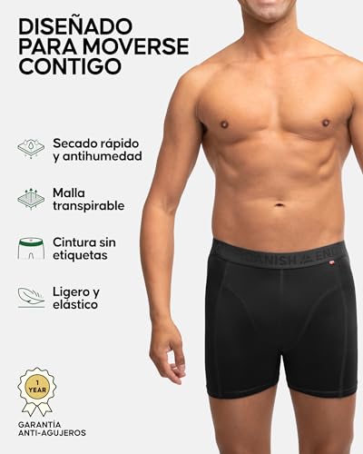 Detalle de DANISH ENDURANCE Boxer Deportivos Hombre 3 Pack Negro 3XL