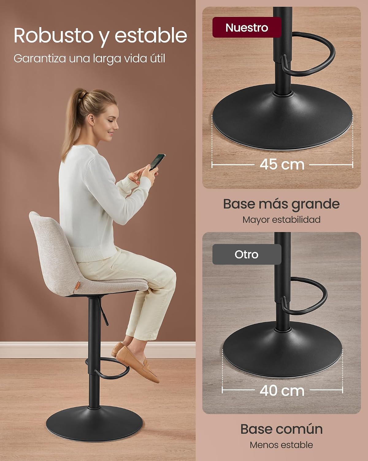 Thumbnail 5 de VASAGLE LJB095K01 taburetes de bar 62–84 cm
