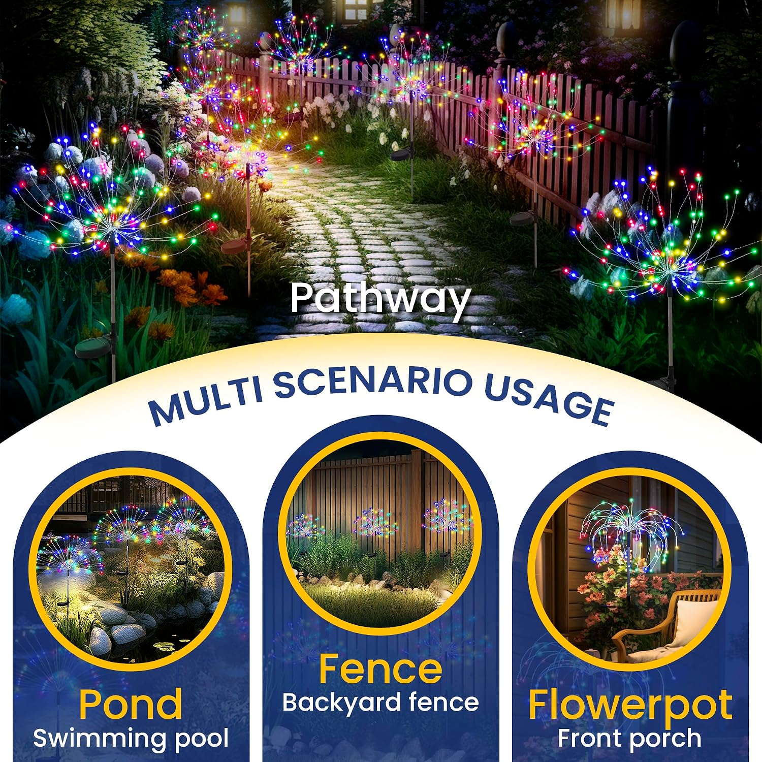 Detalle de GIGALUMI 9245 Solar Firework Lights, 120 LEDs, Multicoloured, 2-Pack